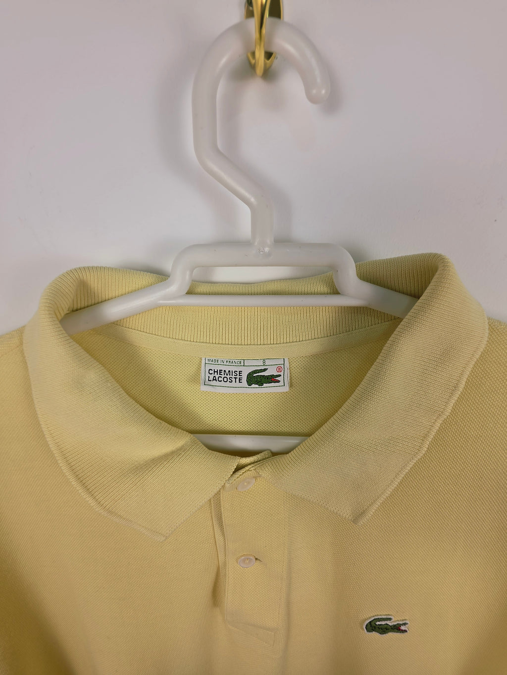 Polo de Manga Larga Lacoste Vintage Amarillo Claro - Talla 8 (XXL/3XL) - Grado A (67x78)