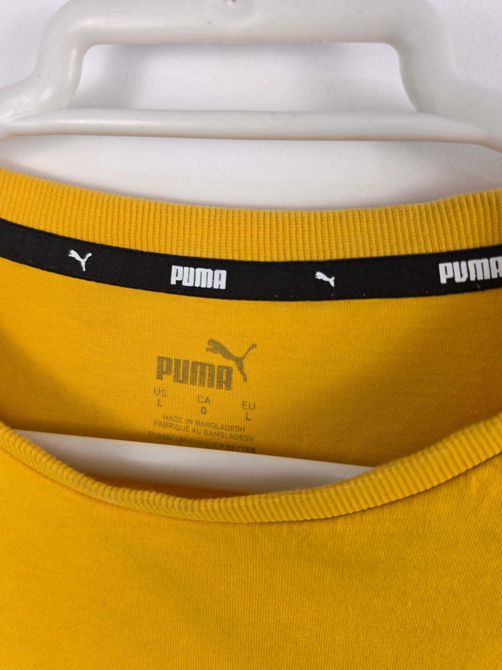 Camiseta Puma Vintage Amarilla - Logo en Mangas - Talla L - Buen Estado