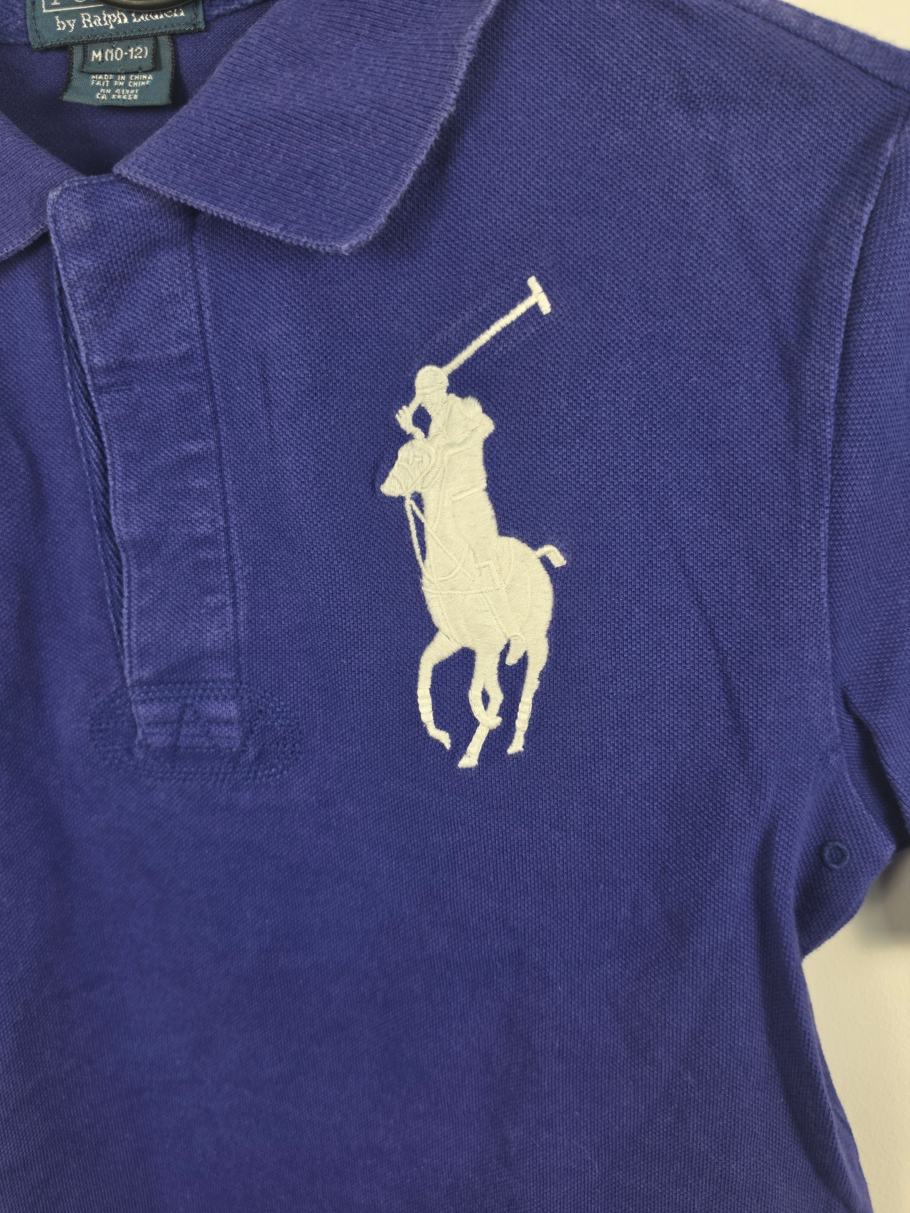 Polo Ralph Lauren Big Pony "Italy Track & Field" - Azul Real - Talla M (Kids 10-12) - Vintage