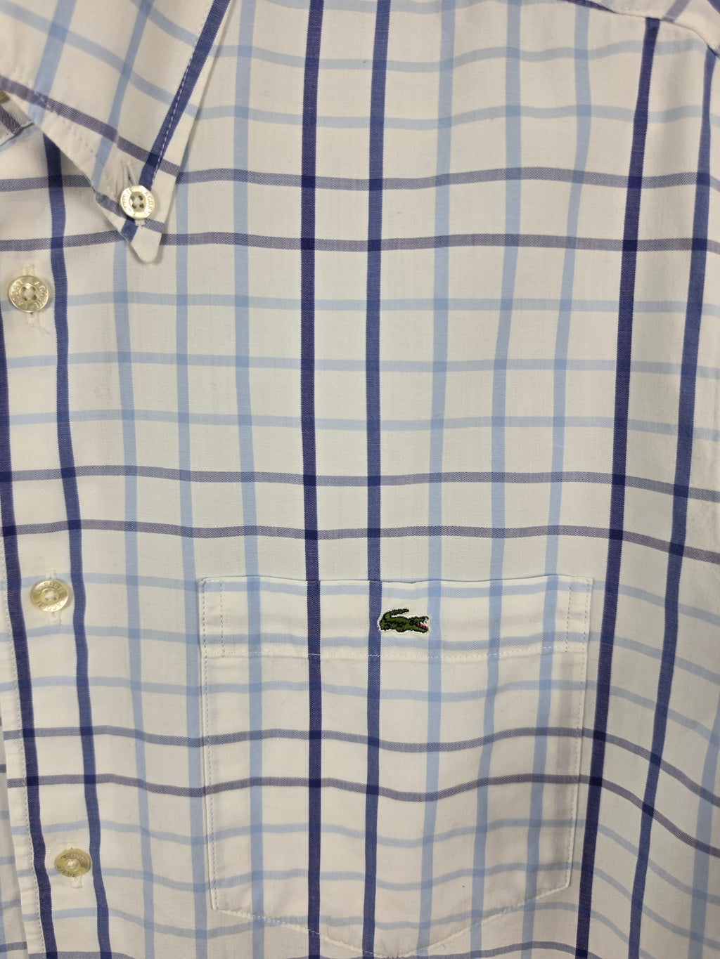 Camisa Lacoste de Cuadros Azul y Blanca - Talla M (40) - Grado B (55x71)