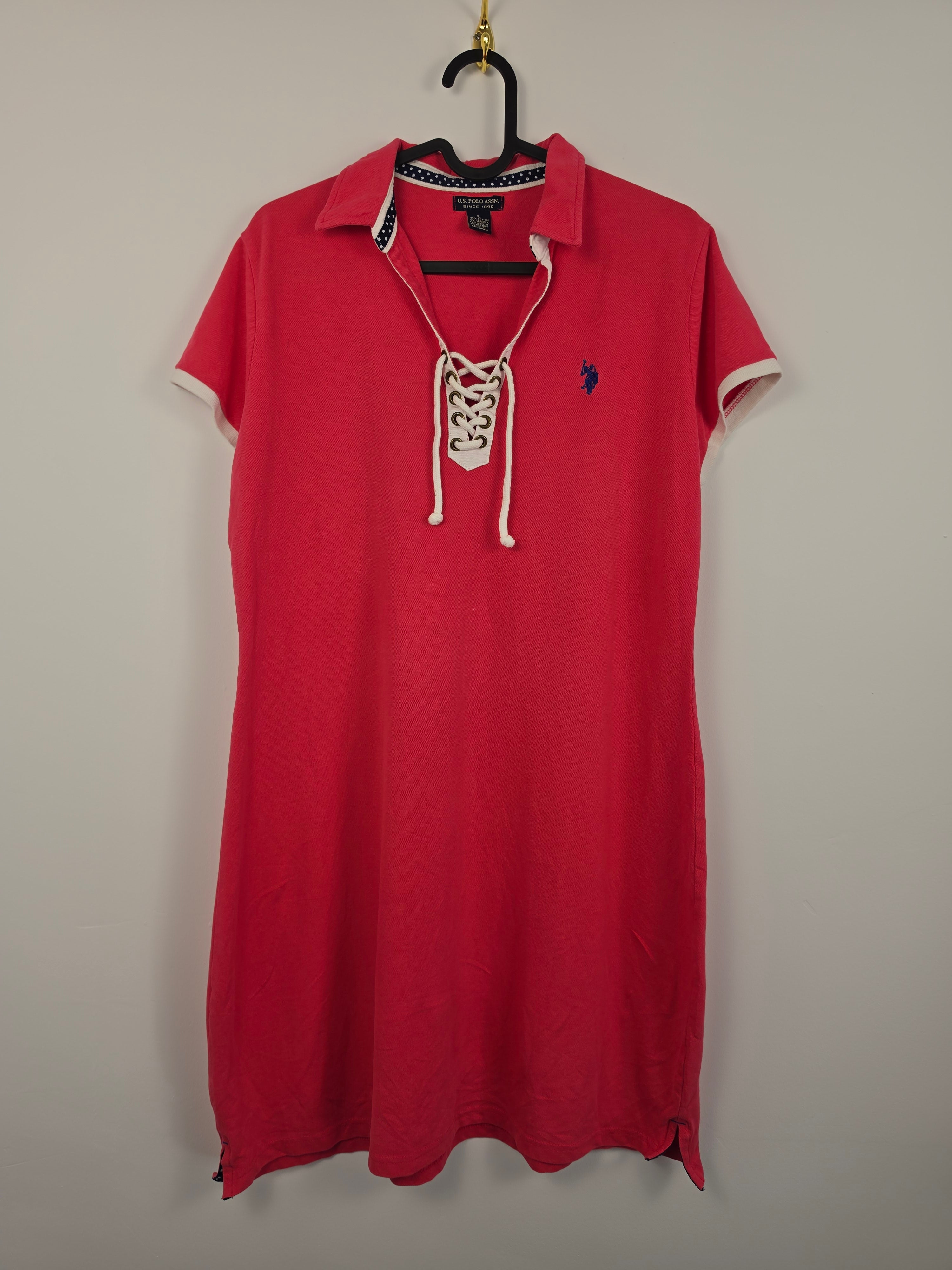 Vestido Polo U.S. Polo Assn. - Estilo Lace-Up - Talla L - Rosa Fucsia - Grado A