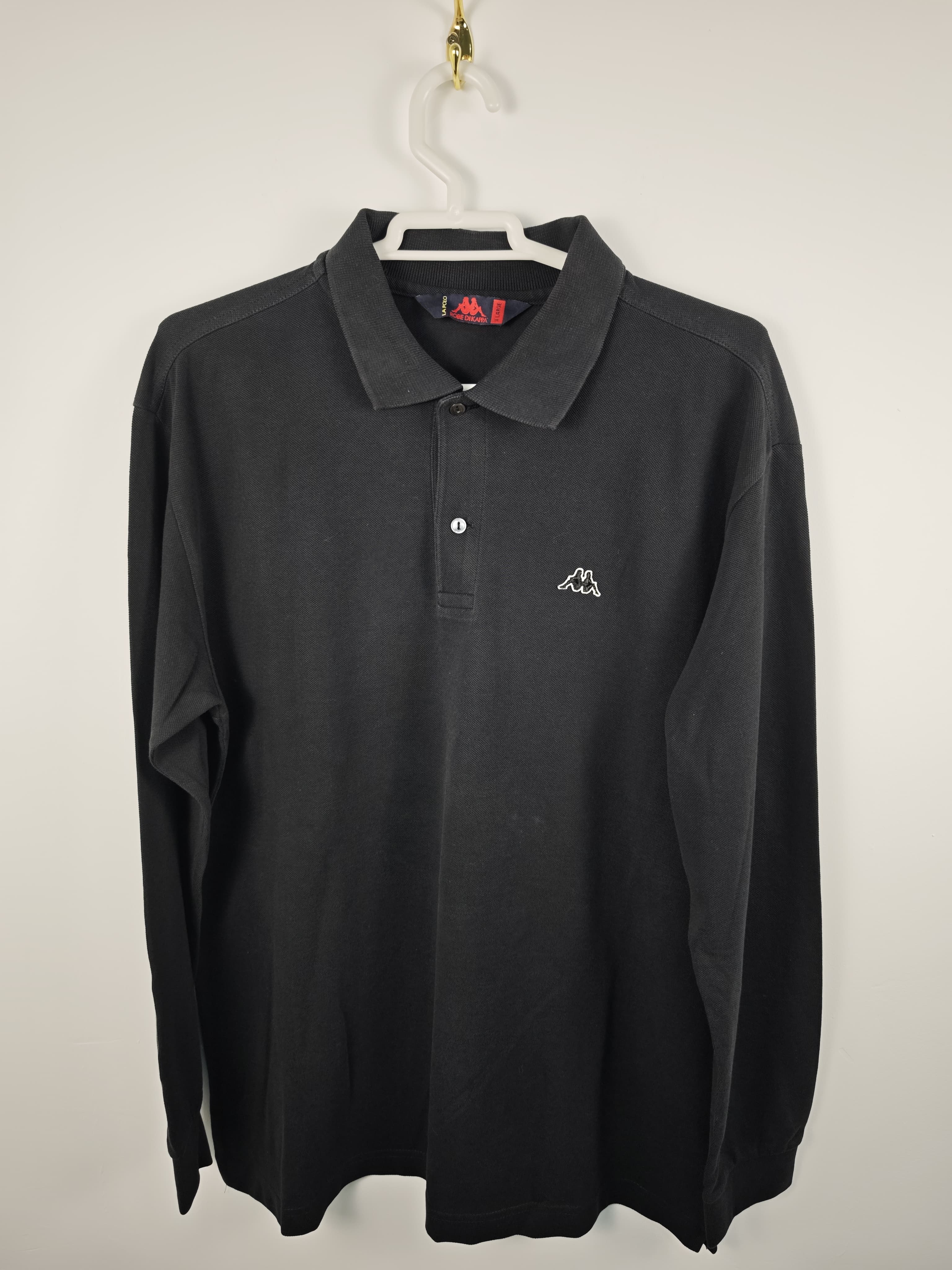 Polo Kappa de Manga Larga Negro en Tejido Piqué con Logotipo Bordado - Talla XL