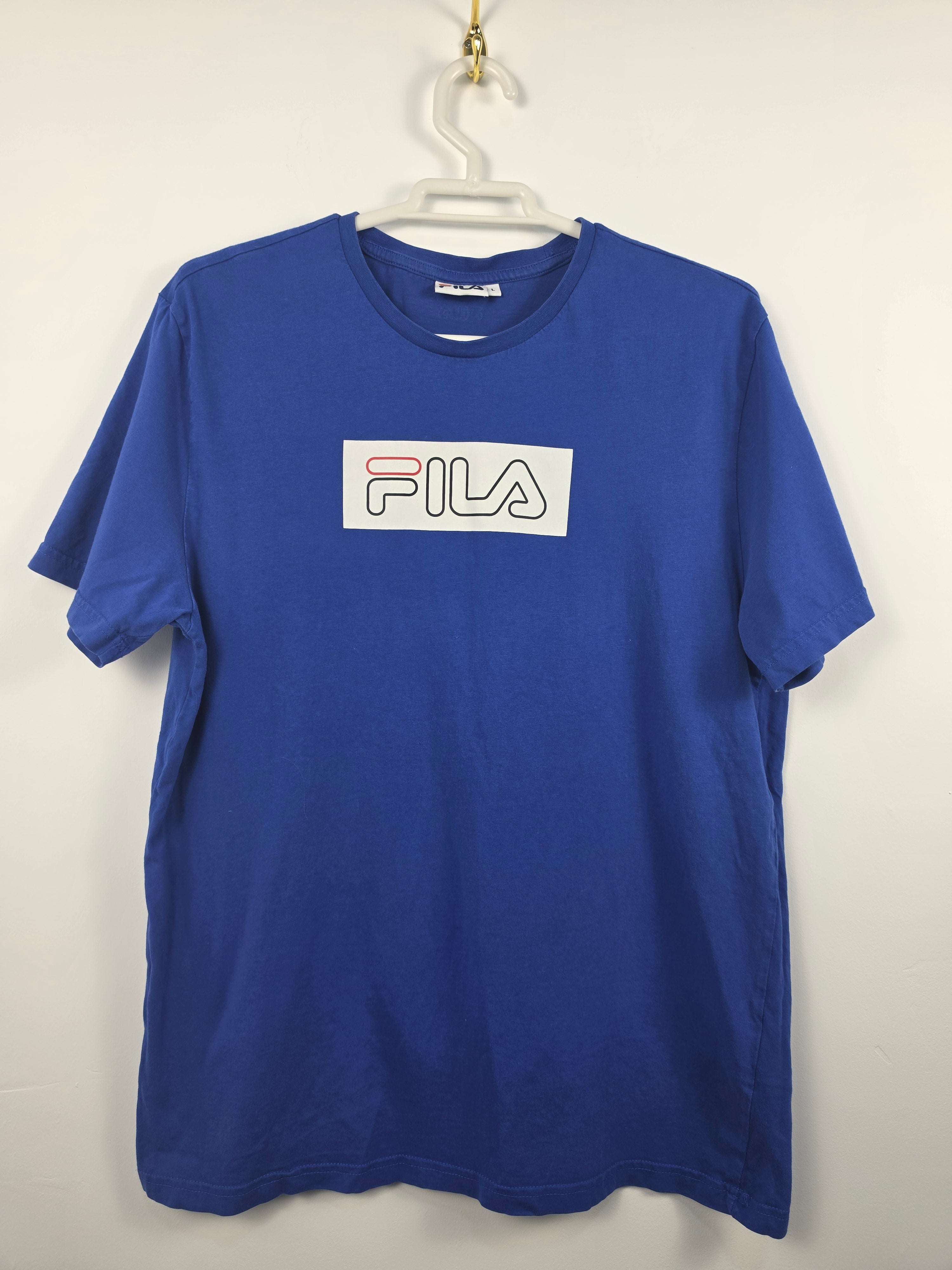 Camiseta Fila Box Logo - Azul Real - Talla L - Muy Buen Estado