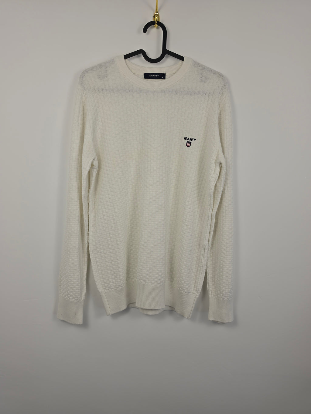 Jersey Gant Classic Crewneck - Talla M - 100% Algodón - Blanco Crudo - Grado A