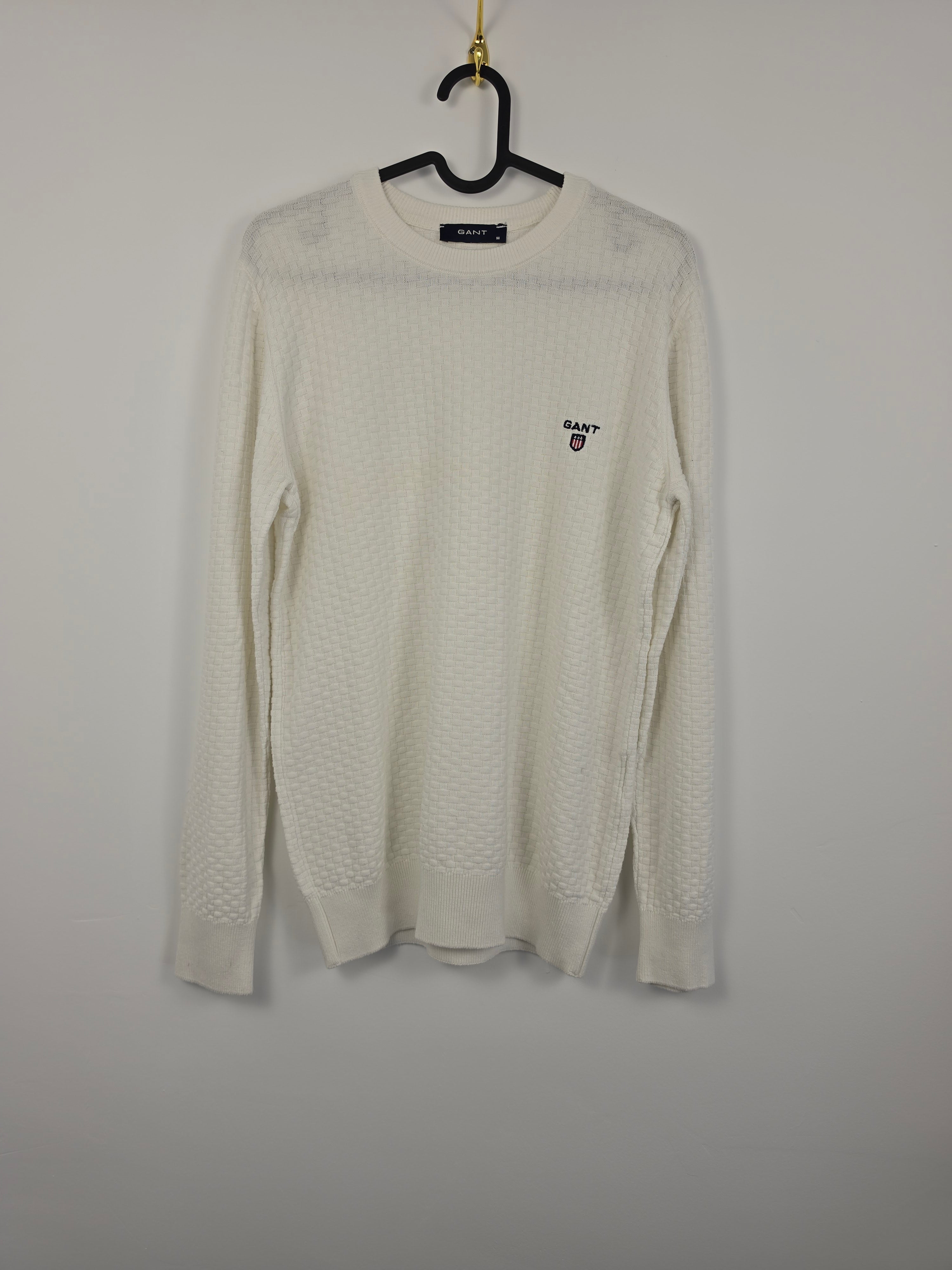 Jersey Gant Classic Crewneck - Talla M - 100% Algodón - Blanco Crudo - Grado A