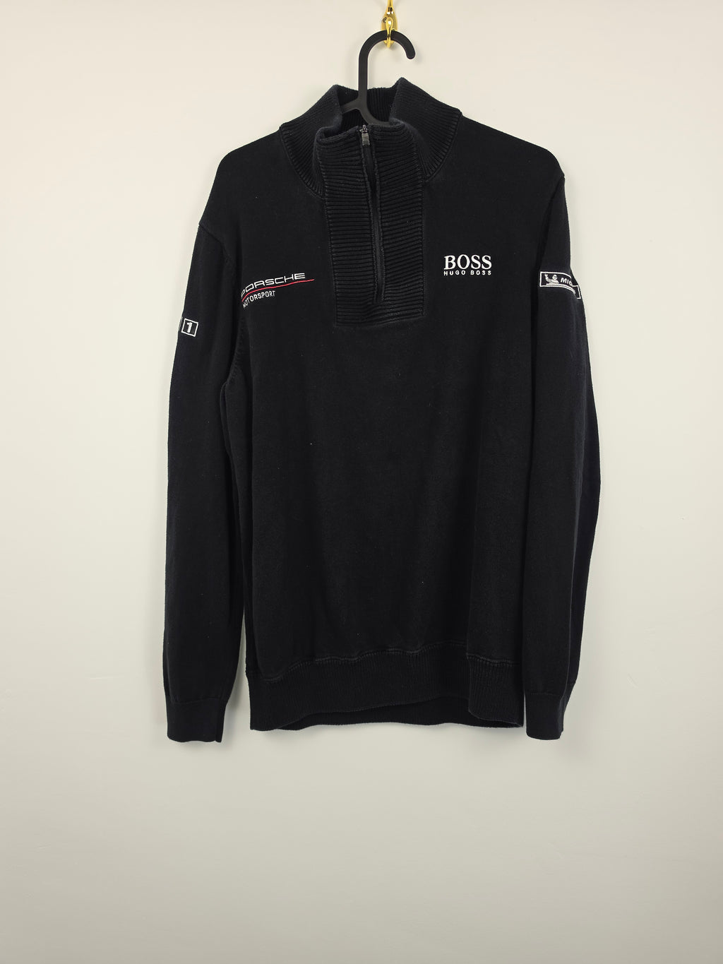 Sudadera Hugo Boss x Porsche Motorsport - Talla L - Parches Michelin & Mobil 1 - Edición Especial