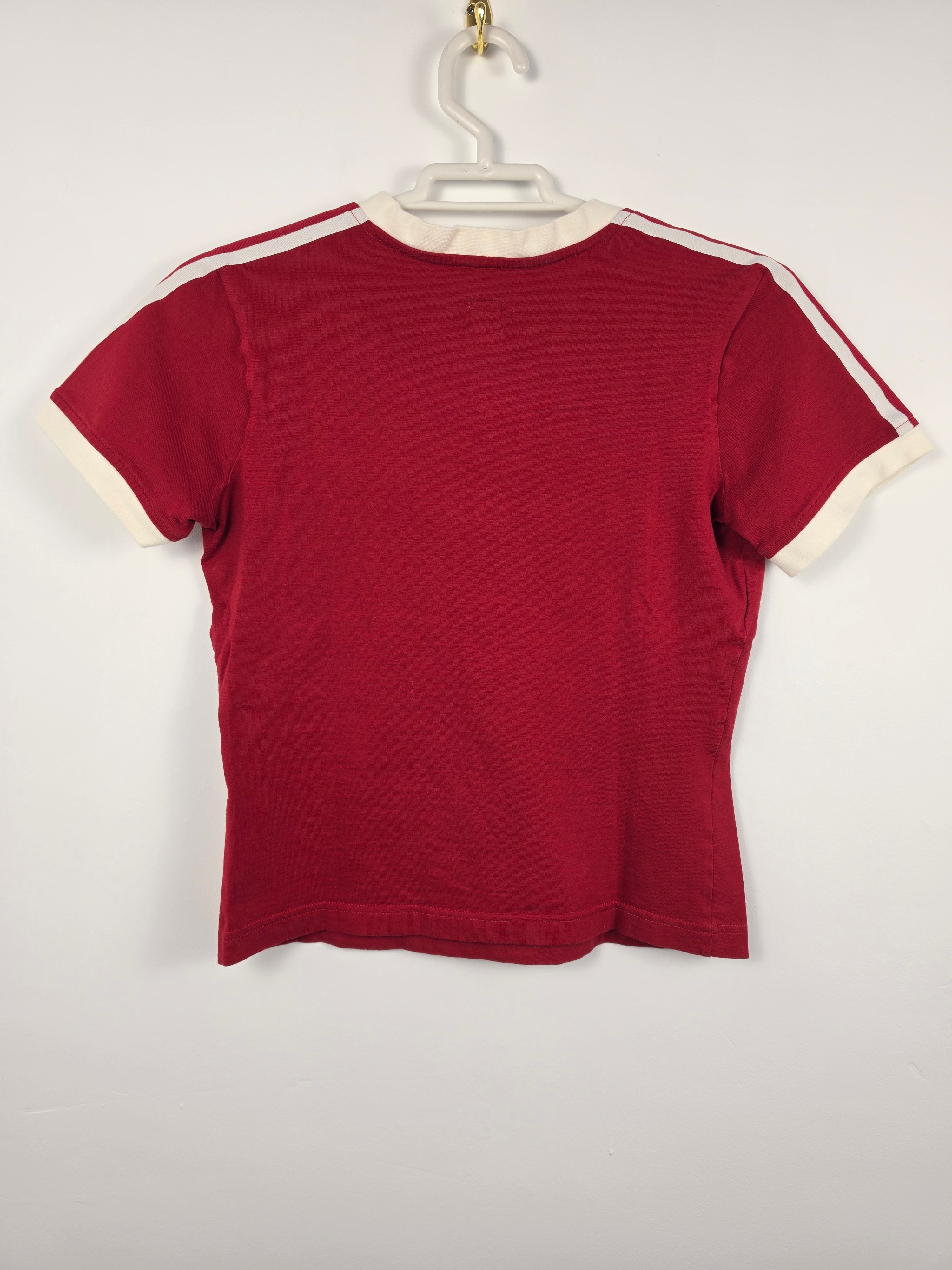 Camiseta Adidas Originals Retro - Talla 36 (S) - Granate/Blanco - Mujer