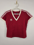 Camiseta Adidas Originals Retro - Talla 36 (S) - Granate/Blanco - Mujer