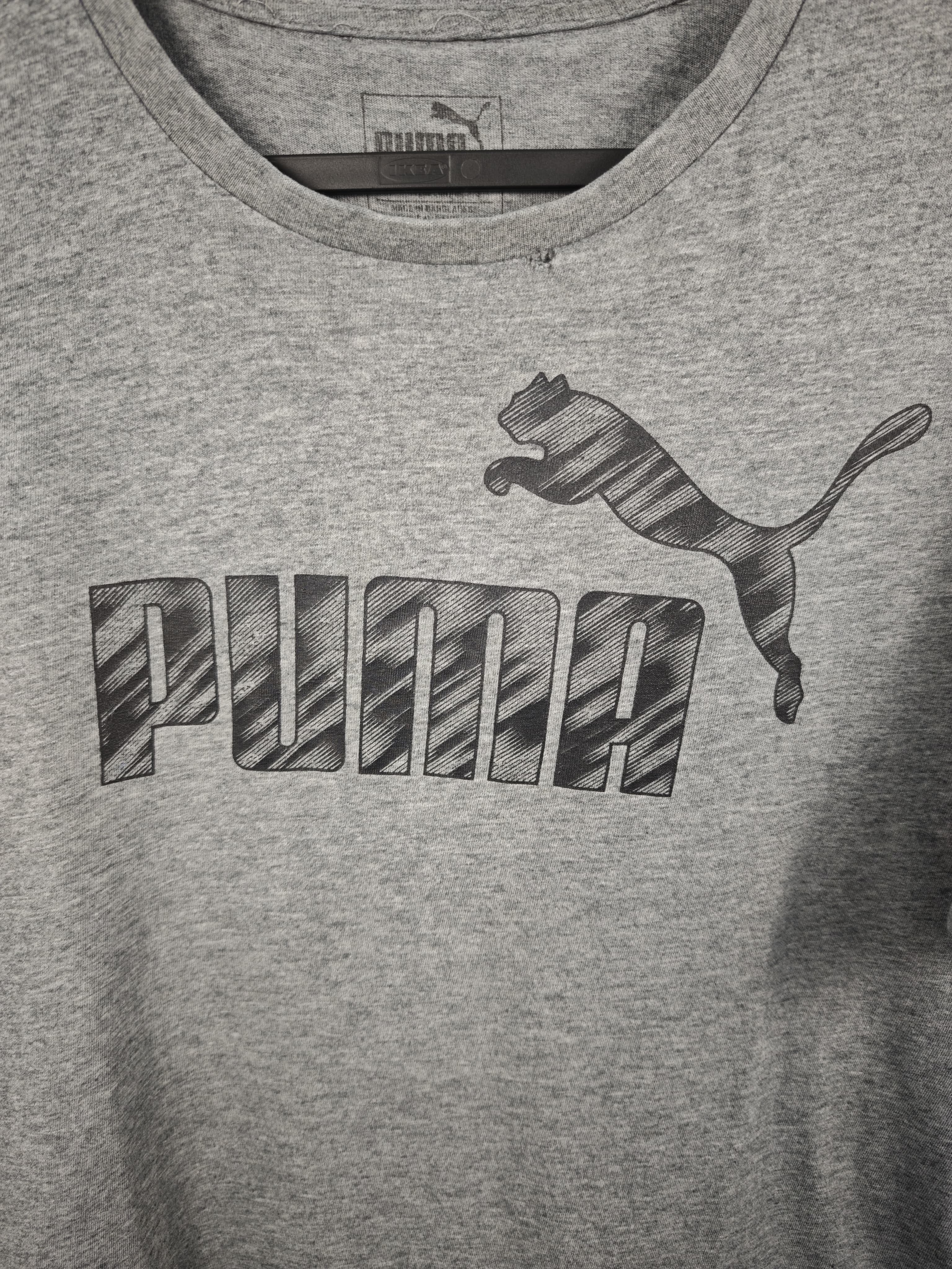 Camiseta Puma Clásica Gris Jaspeada con Logotipo Texturizado - Talla S