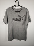 Camiseta Puma Clásica Gris Jaspeada con Logotipo Texturizado - Talla S