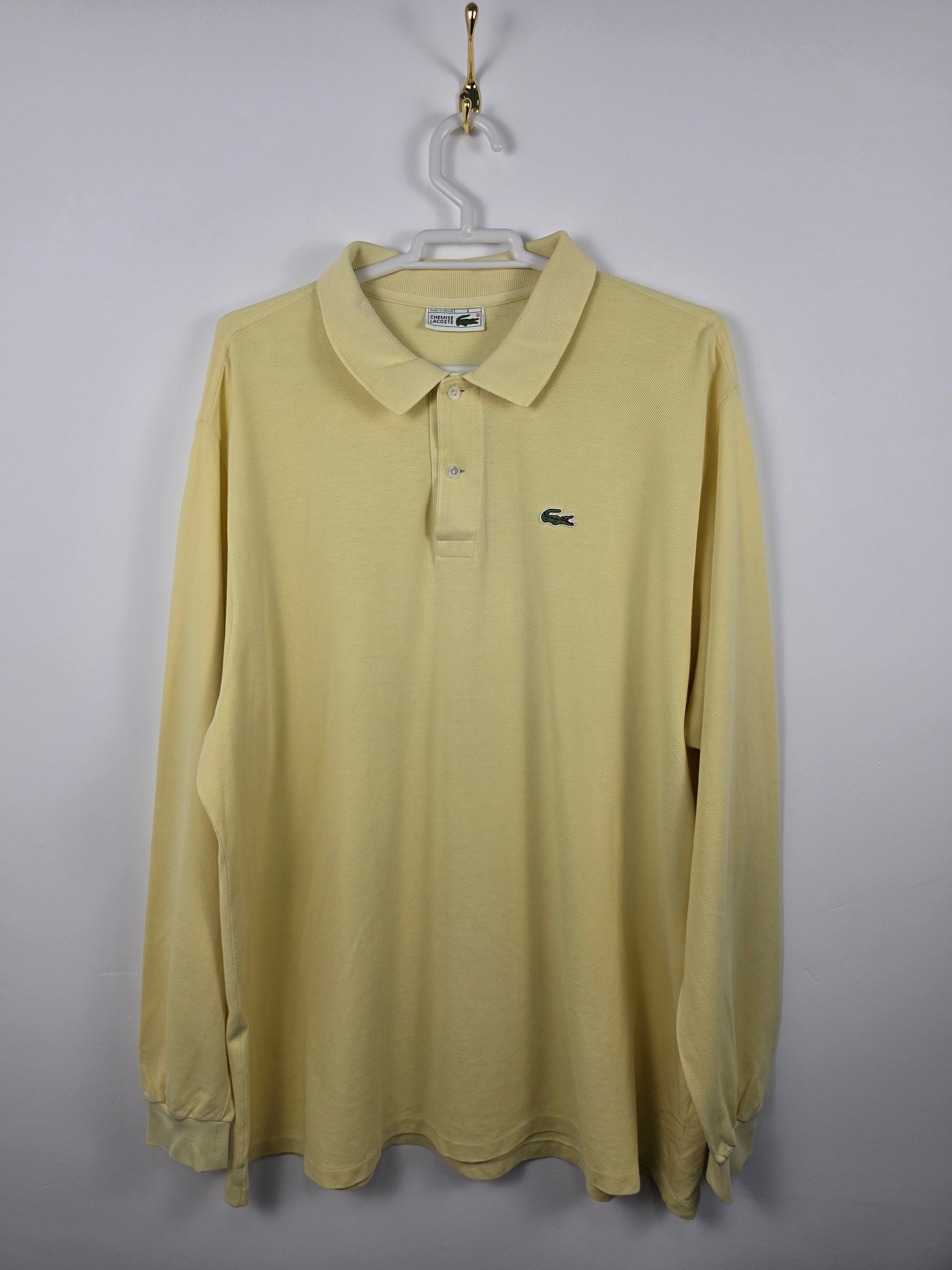Polo de Manga Larga Lacoste Vintage Amarillo Claro - Talla 8 (XXL/3XL) - Grado A (67x78)
