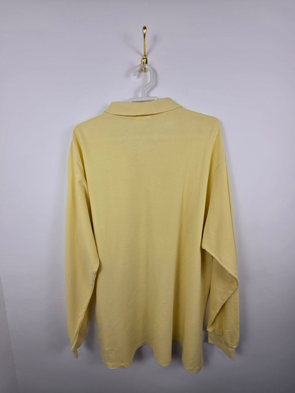 Polo de Manga Larga Lacoste Vintage Amarillo Claro - Talla 8 (XXL/3XL) - Grado A (67x78)