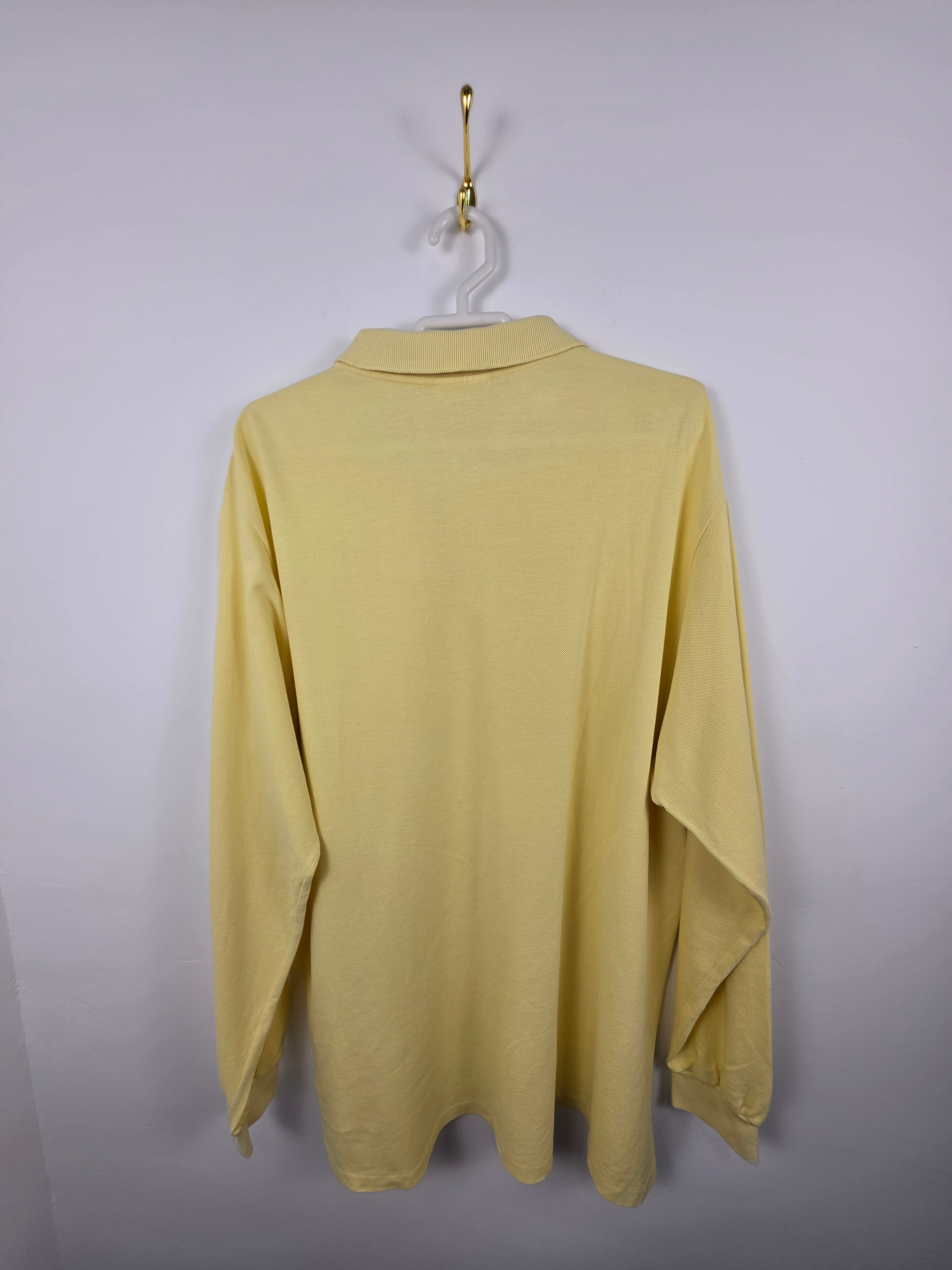 Polo de Manga Larga Lacoste Vintage Amarillo Claro - Talla 8 (XXL/3XL) - Grado A (67x78)