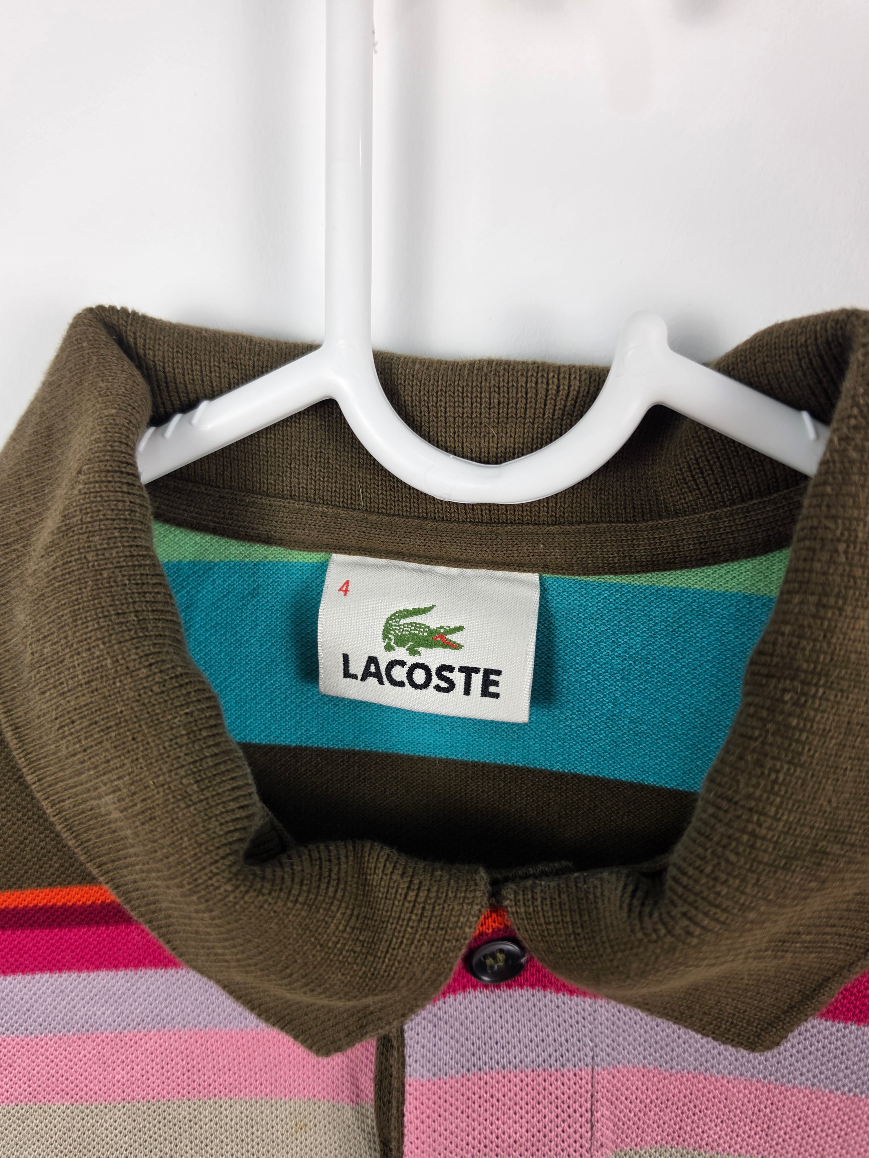 Polo Lacoste Vintage a Rayas Multicolores - Talla 4 (S/M de hombre) - Grado A (48x58)