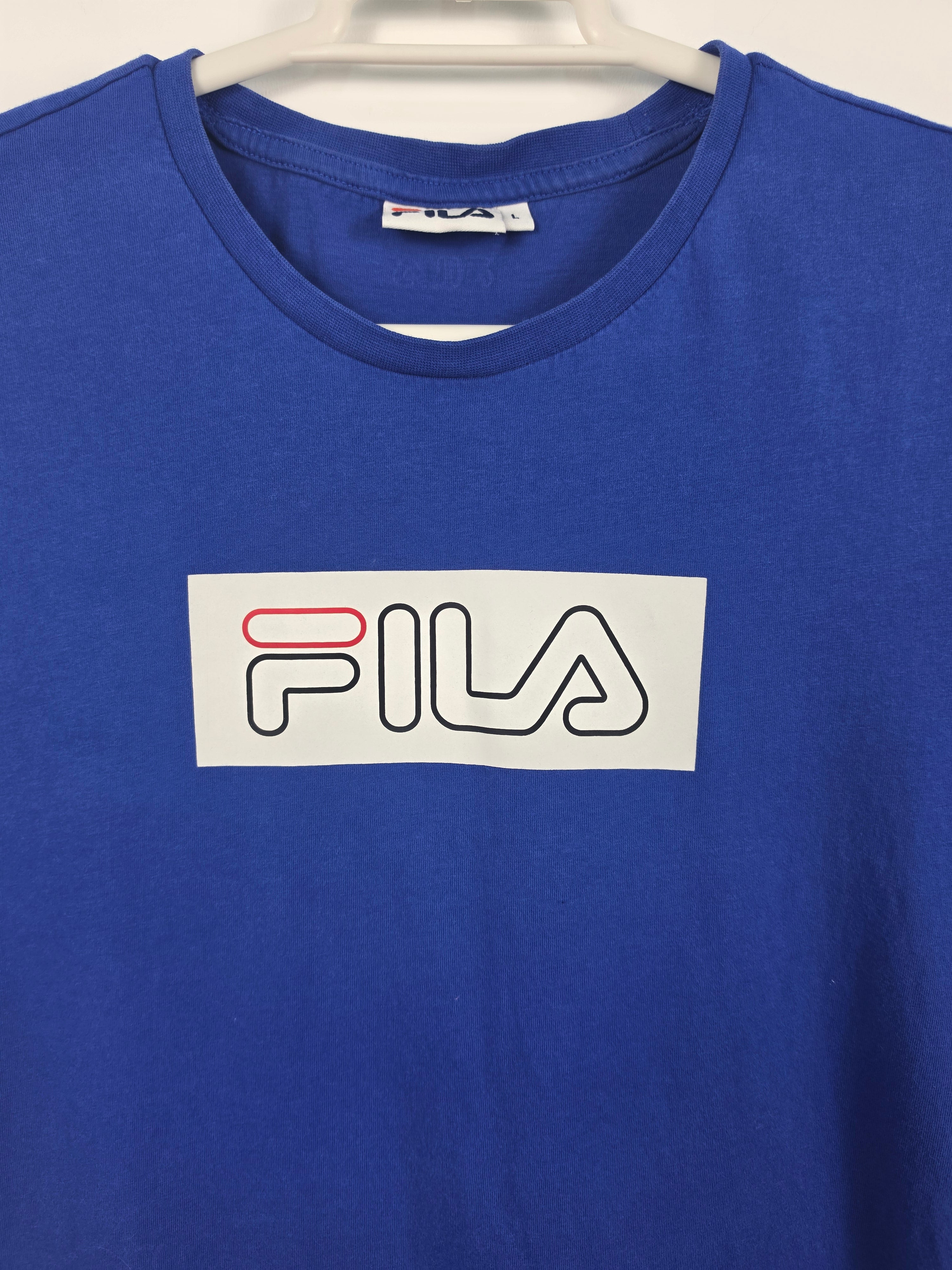 Camiseta Fila Box Logo - Azul Real - Talla L - Muy Buen Estado