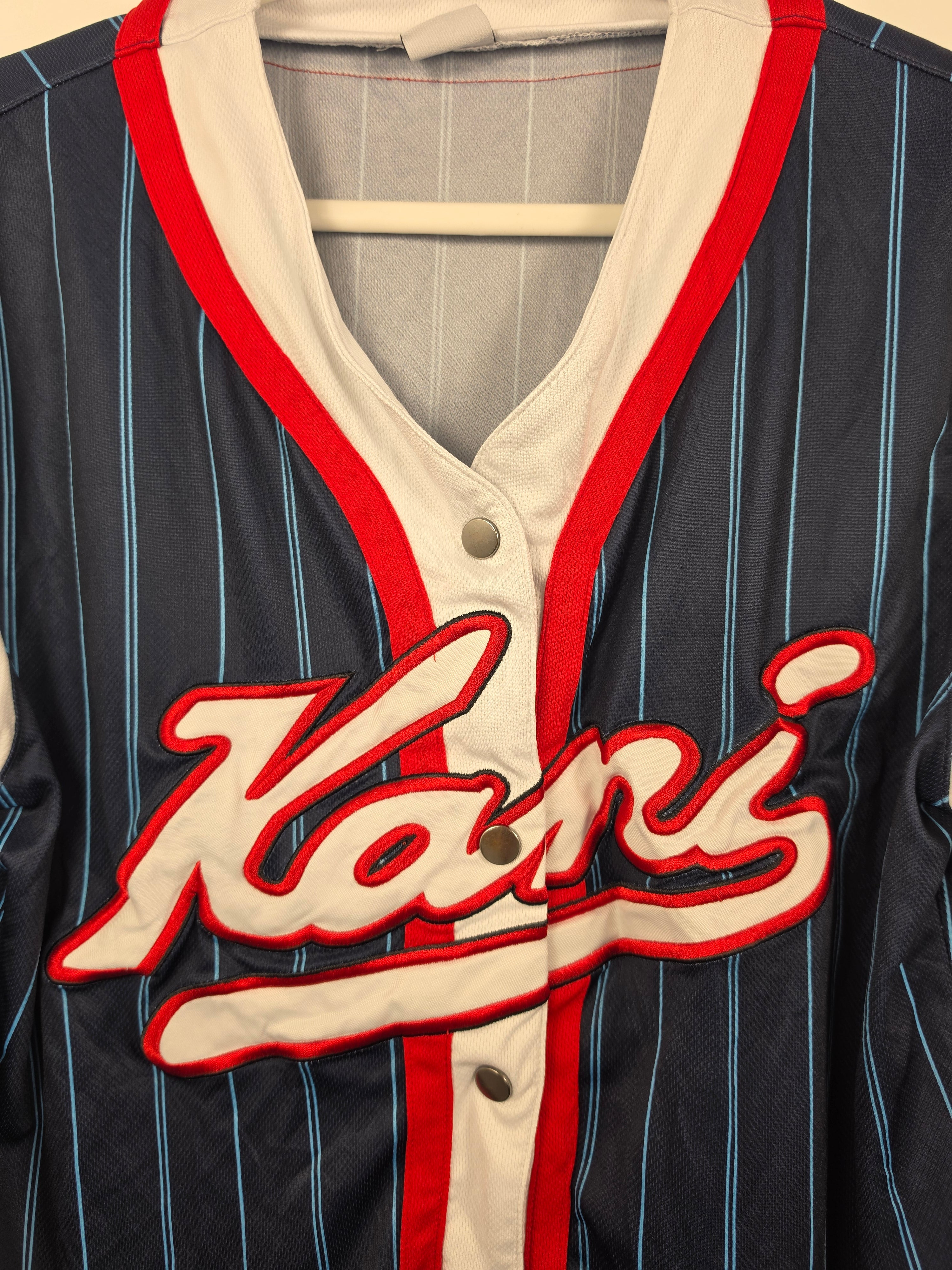 Jersey Béisbol Karl Kani Vintage - Talla M - Azul/Rayas - Grado A