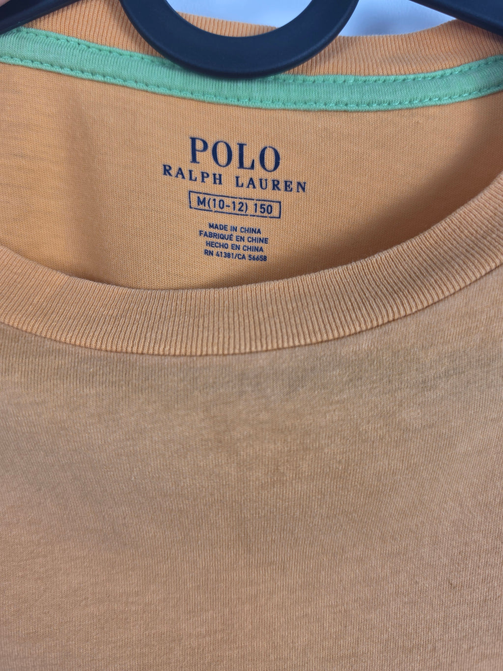 Camiseta Ralph Lauren Kids - Naranja Melocotón - Talla M (10-12 años) - Logo Verde