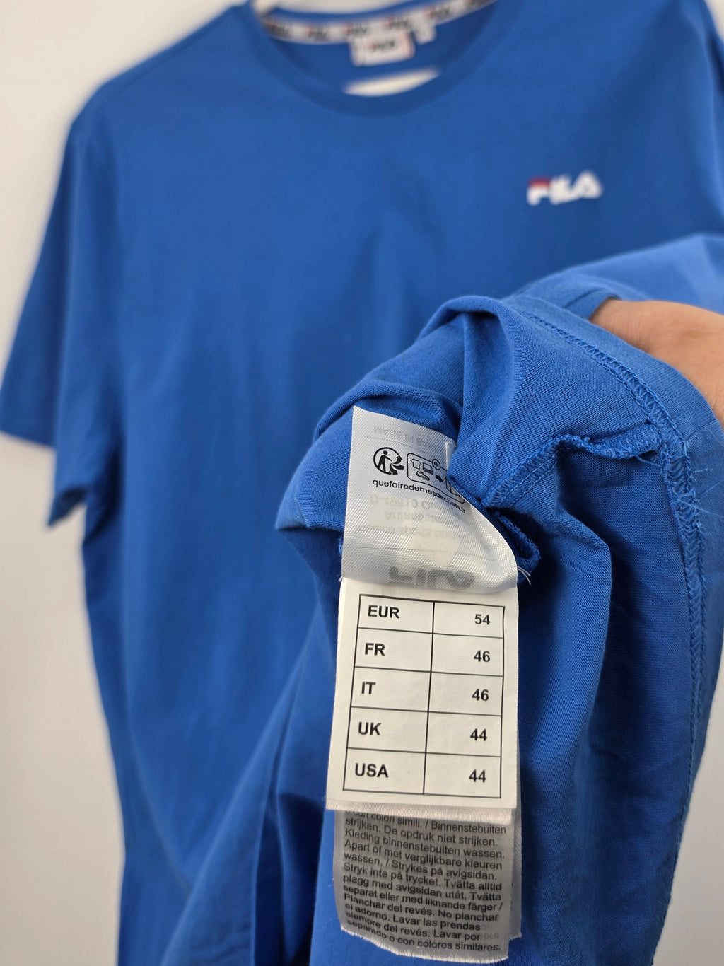 Camiseta Fila Azul Royal - Doble Logo - Talla XL en etiqueta / Talla real L (56x70) - Grado A