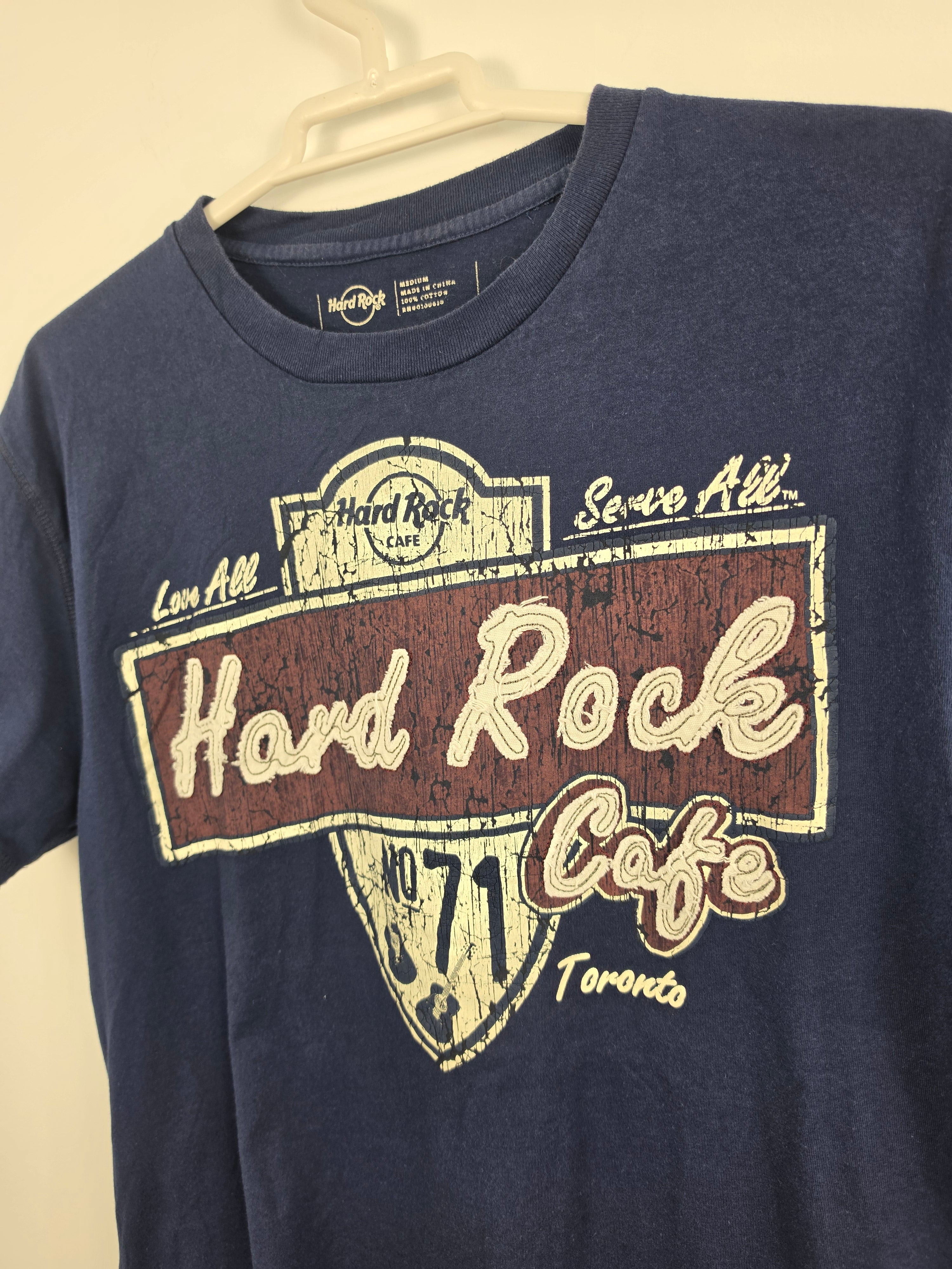 Camiseta Hard Rock Cafe Toronto Azul Marino - Talla M Boxy-Fit (50x59) - Grado B