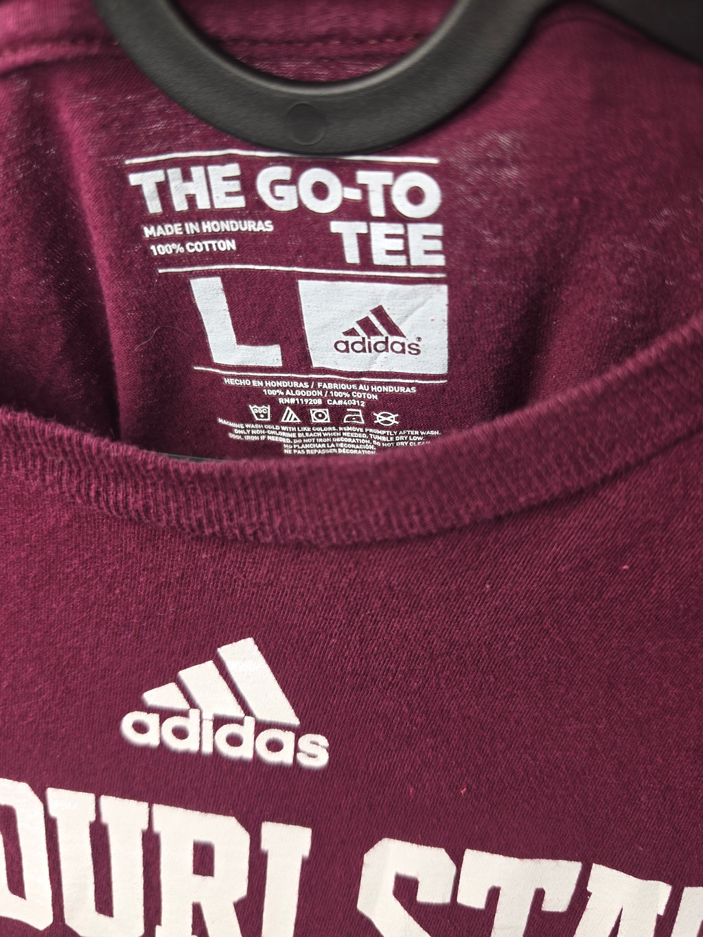 Camiseta Adidas Missouri State Golf - Talla L - Granate - Estilo Universitario