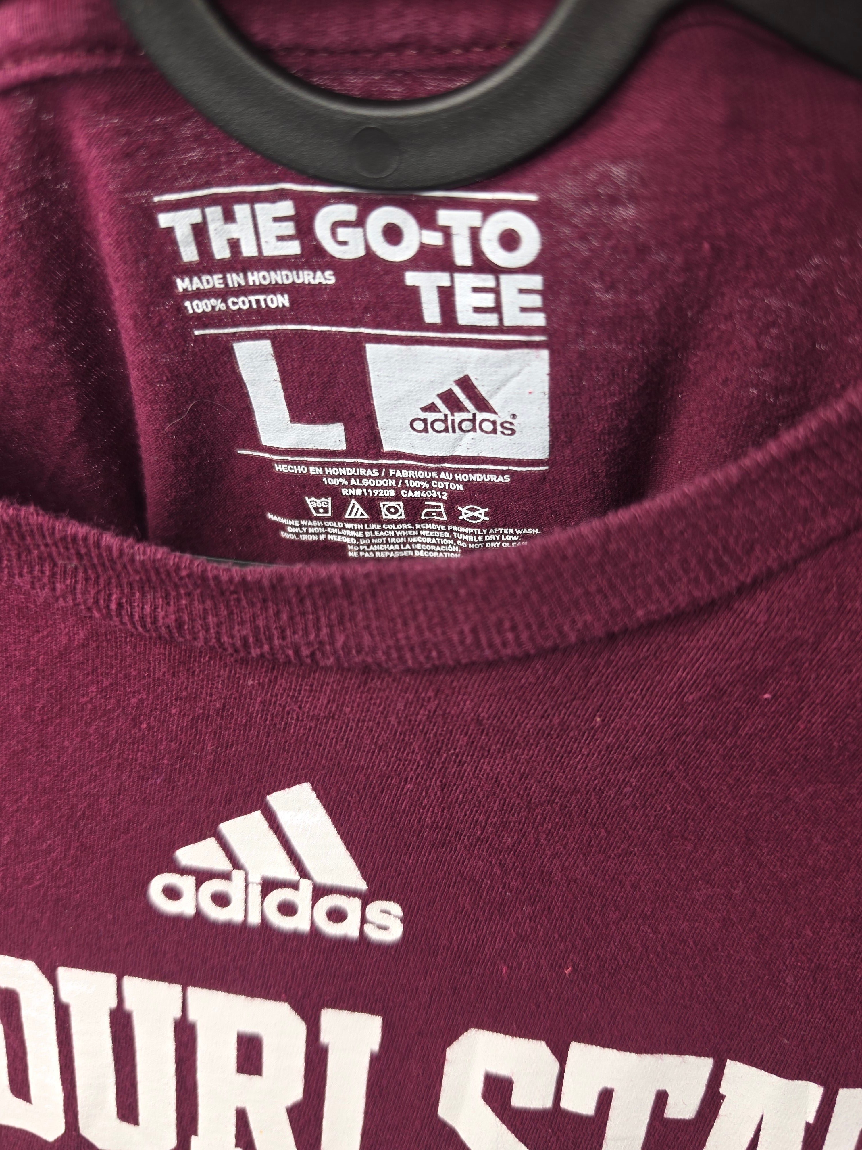 Camiseta Adidas Missouri State Golf - Talla L - Granate - Estilo Universitario