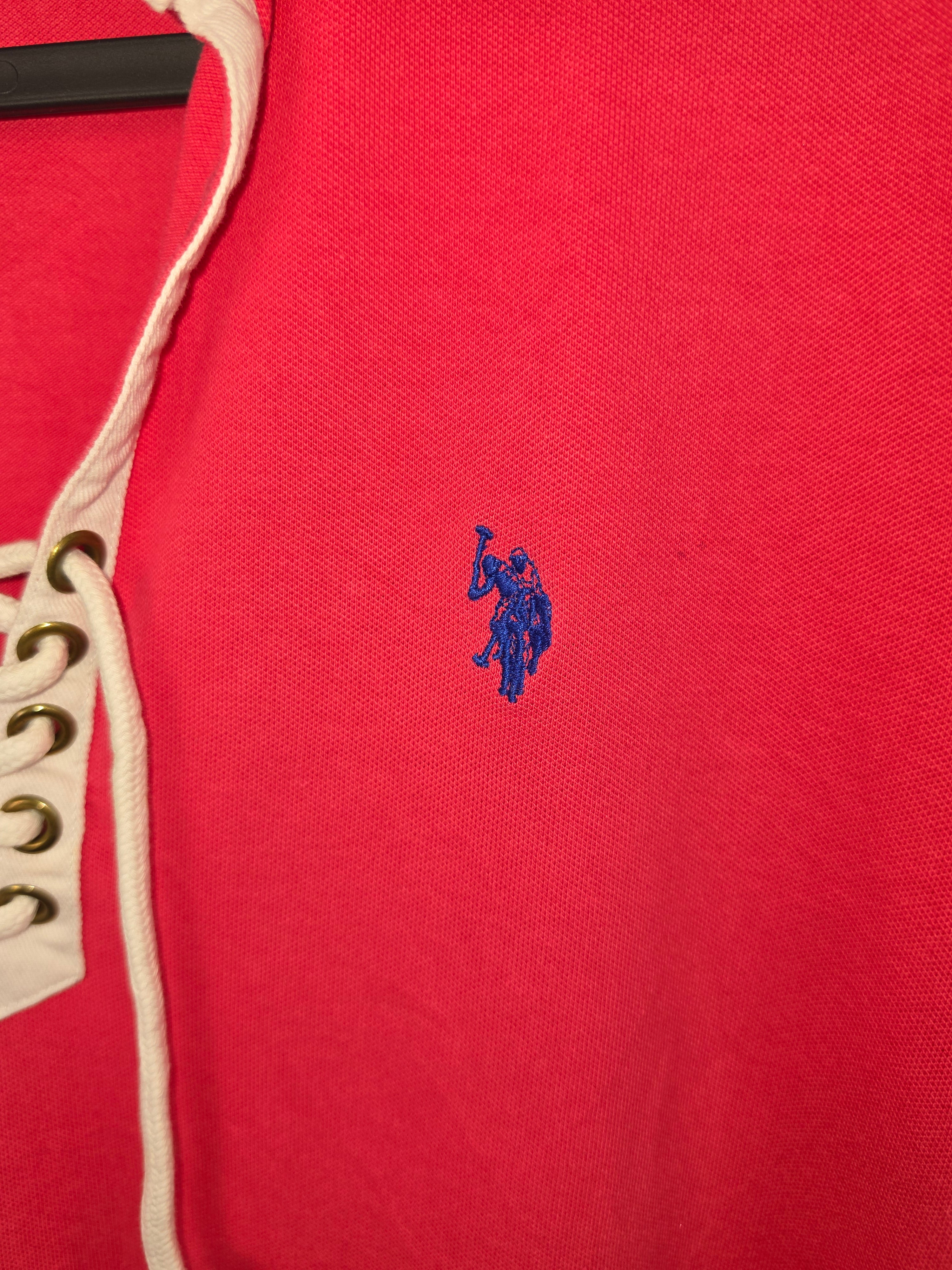 Vestido Polo U.S. Polo Assn. - Estilo Lace-Up - Talla L - Rosa Fucsia - Grado A