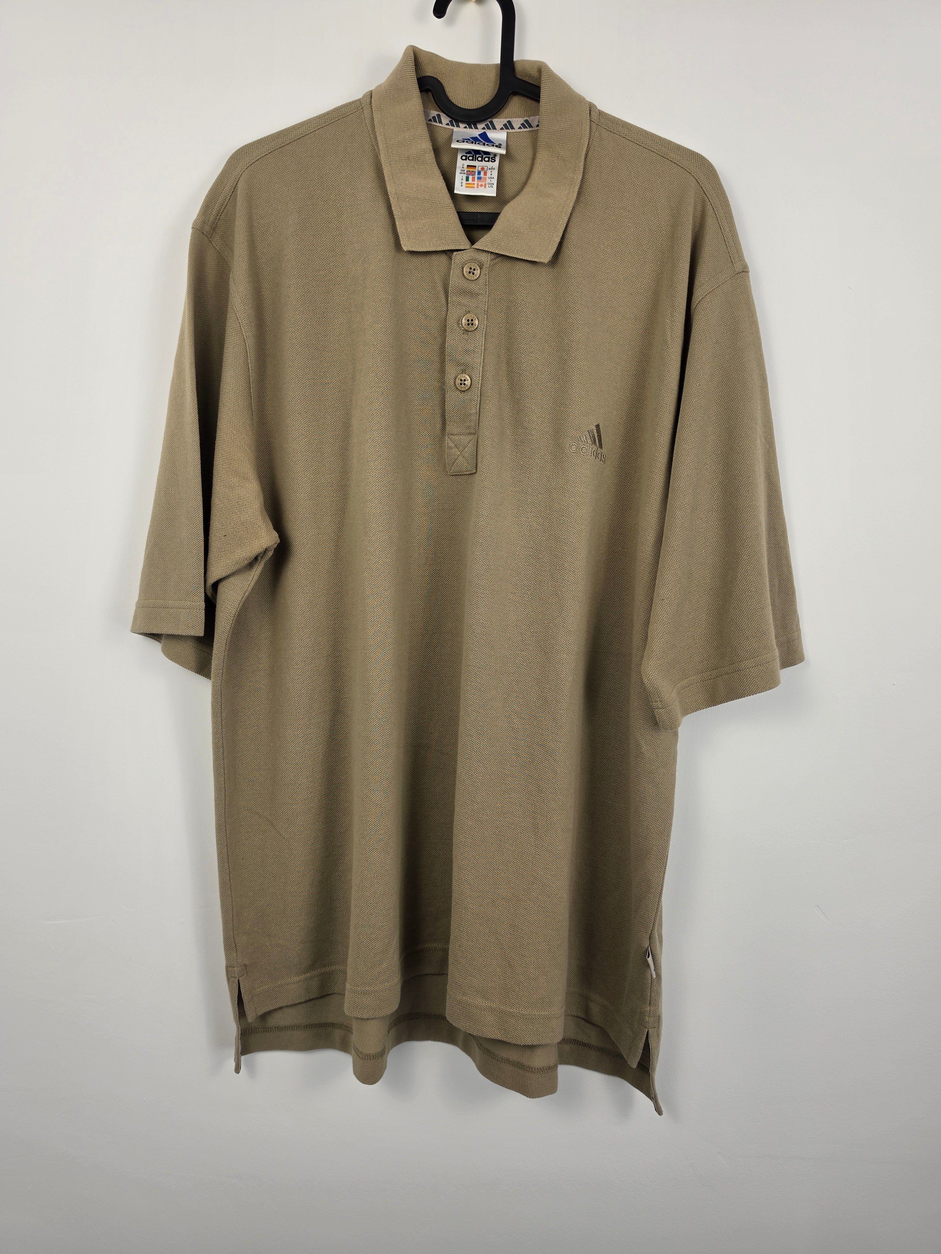 Polo Adidas Vintage Marrón - Talla L (Fit Holgado) - Logo Bordado - Grado A