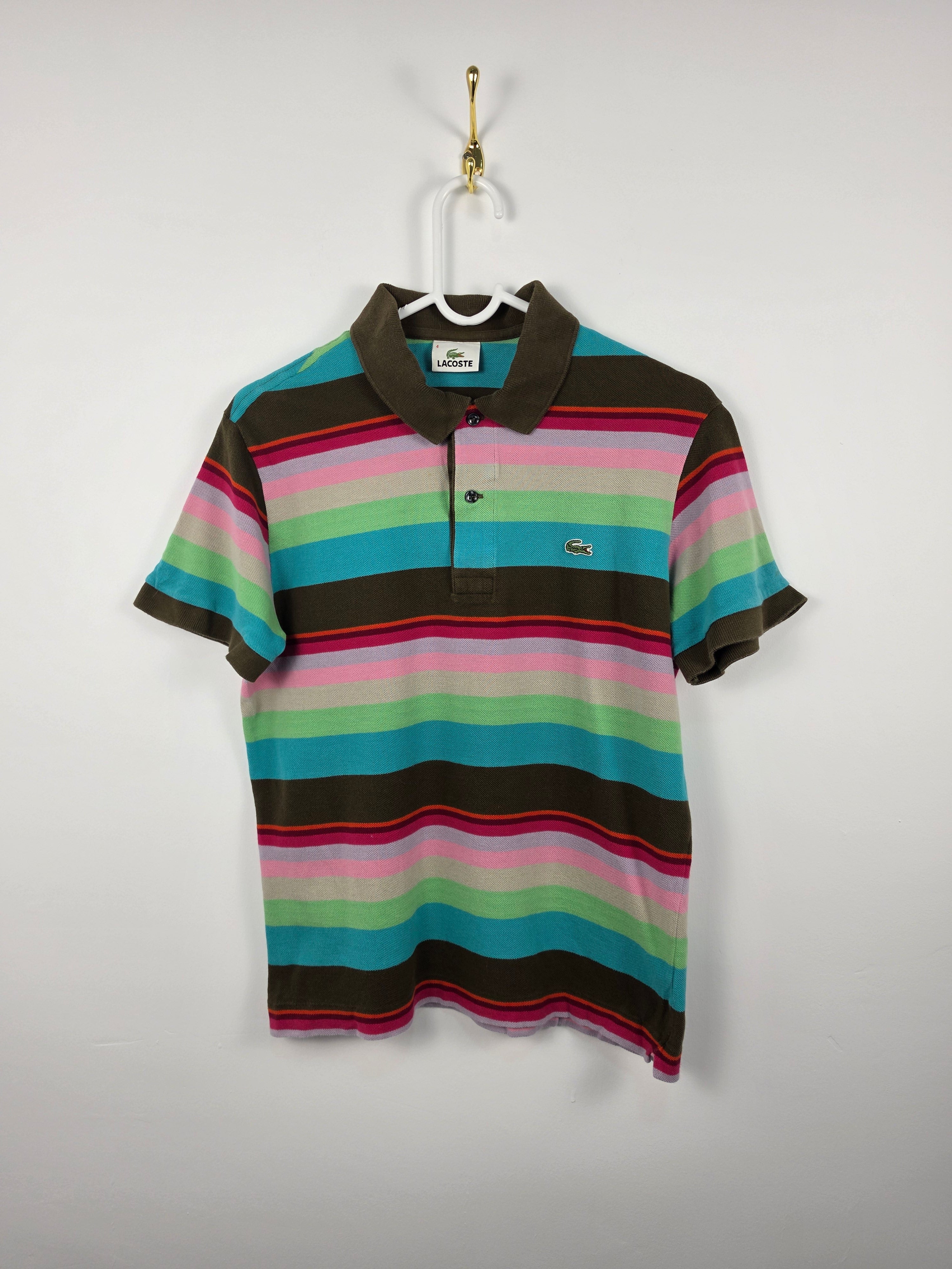 Polo Lacoste Vintage a Rayas Multicolores - Talla 4 (S/M de hombre) - Grado A (48x58)