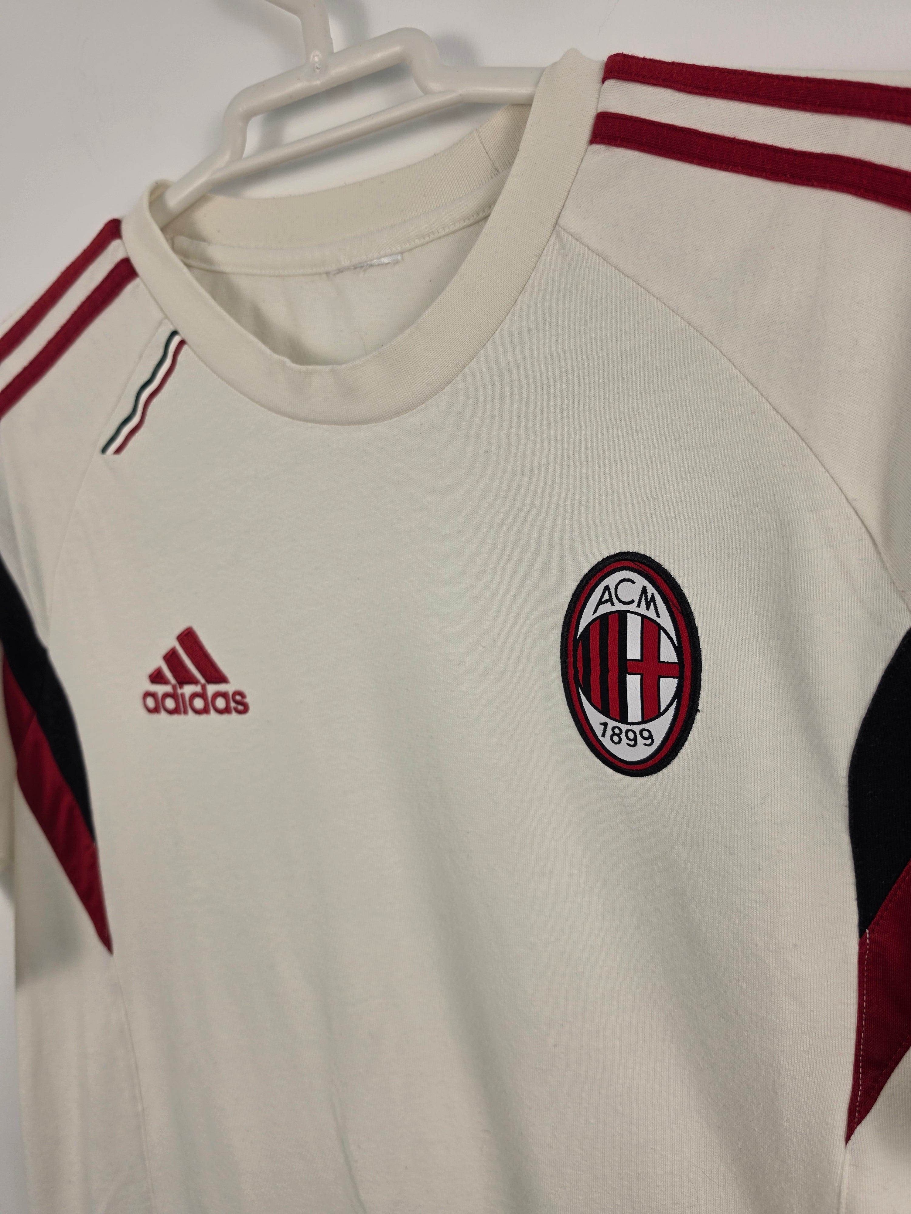 Camiseta AC Milan Adidas Blanca Algodón - Temporada 2013/14 - Talla L real (56x70) - Grado B (Sin etiqueta cuello)