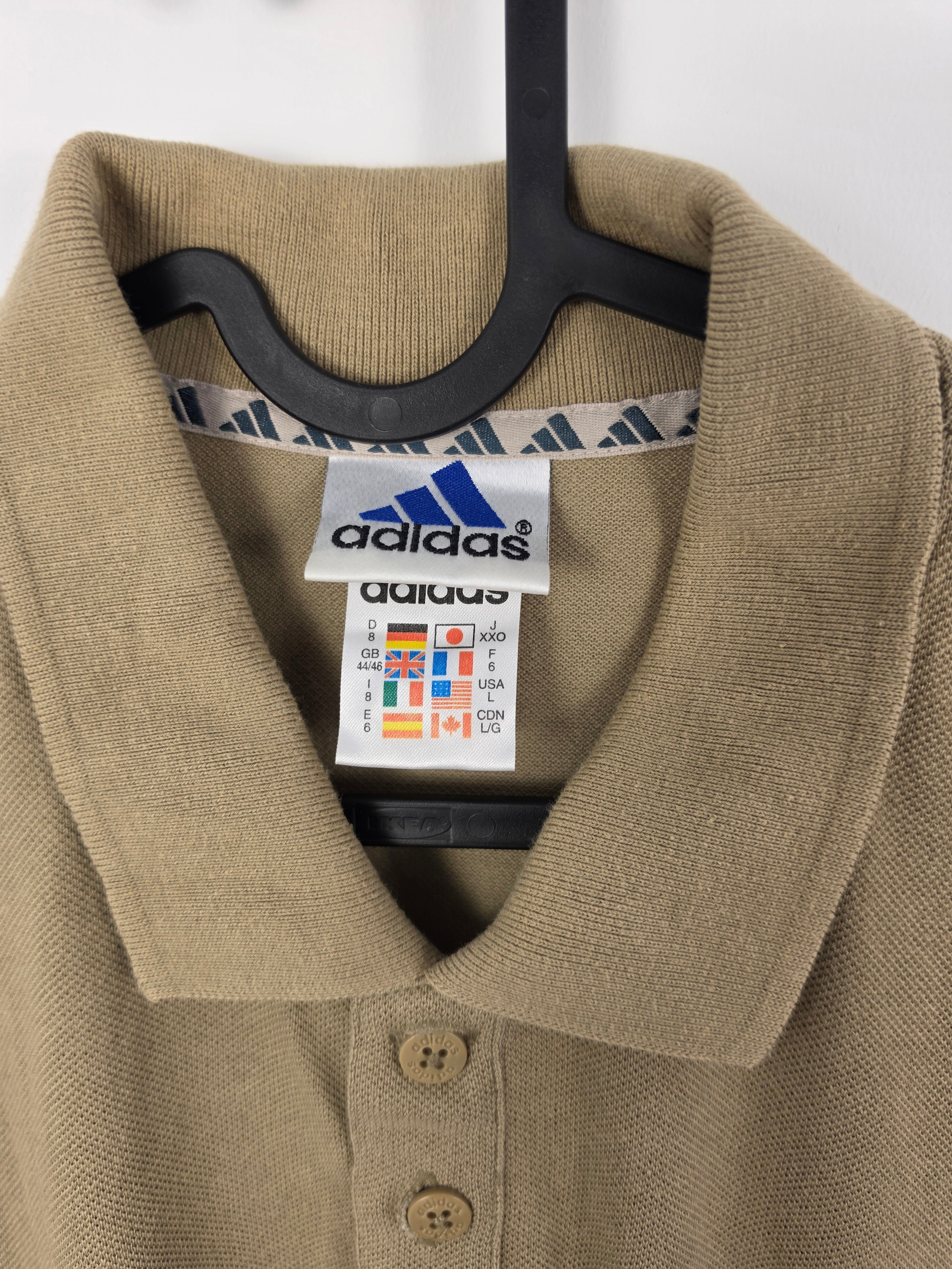 Polo Adidas Vintage Marrón - Talla L (Fit Holgado) - Logo Bordado - Grado A
