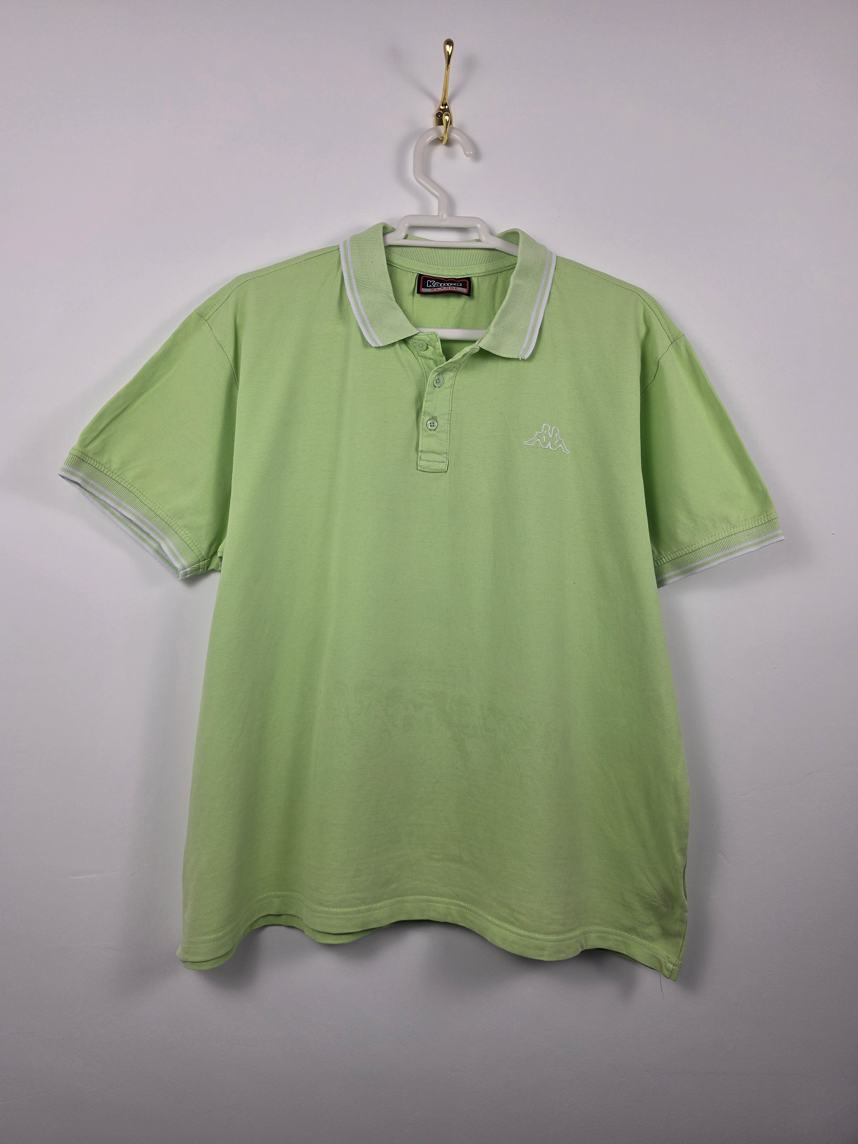 Polo Kappa Verde Lima - Talla XL - Logo Bordado - Grado A