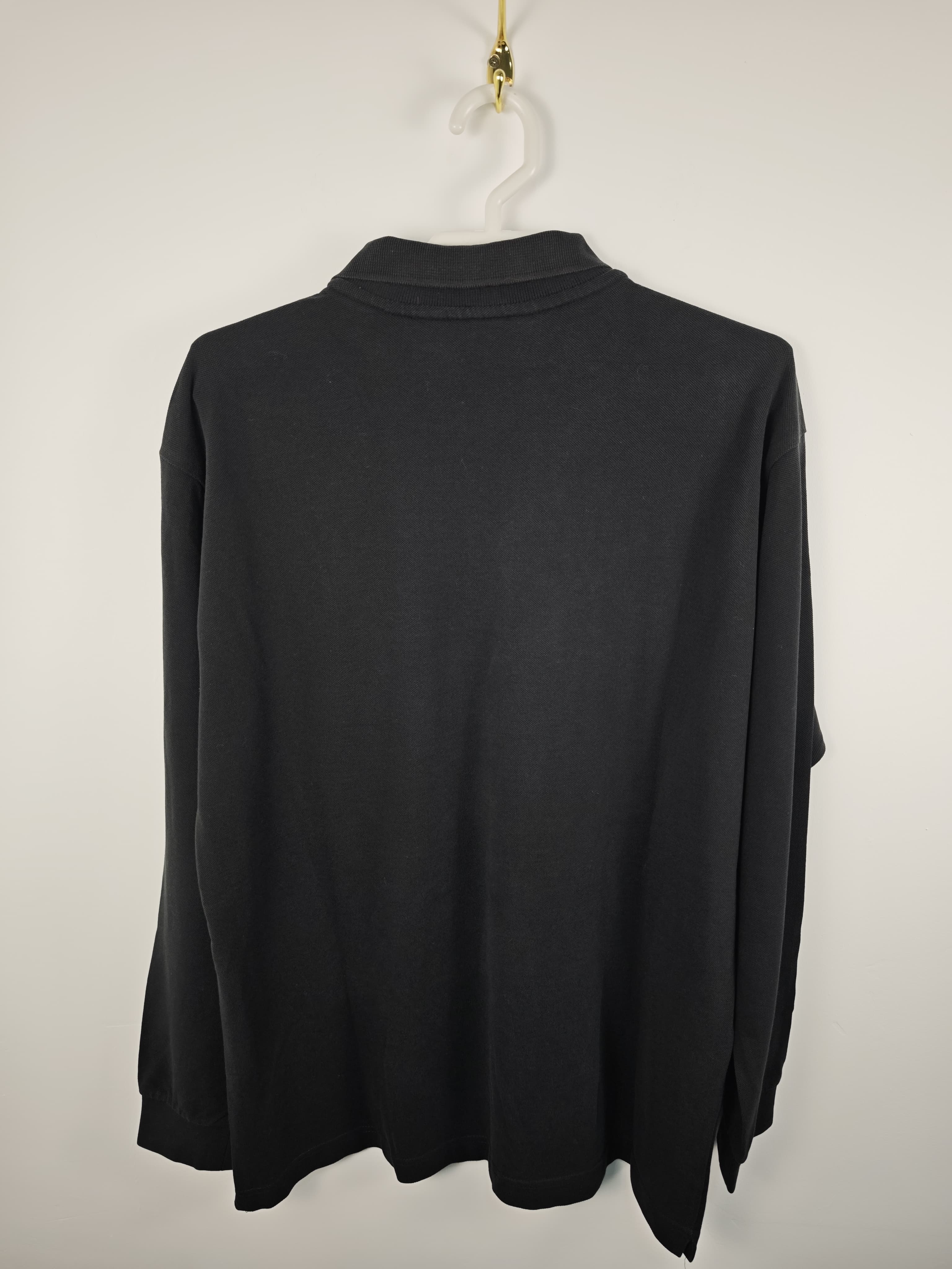Polo Kappa de Manga Larga Negro en Tejido Piqué con Logotipo Bordado - Talla XL