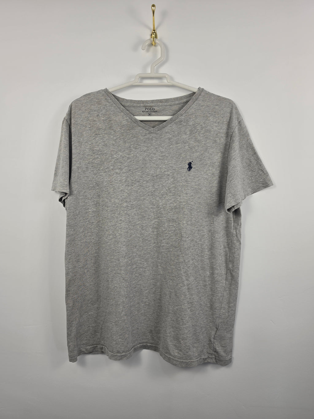Camiseta Polo Ralph Lauren Gris - Cuello Pico - Talla M Mujer - Muy Buen Estado