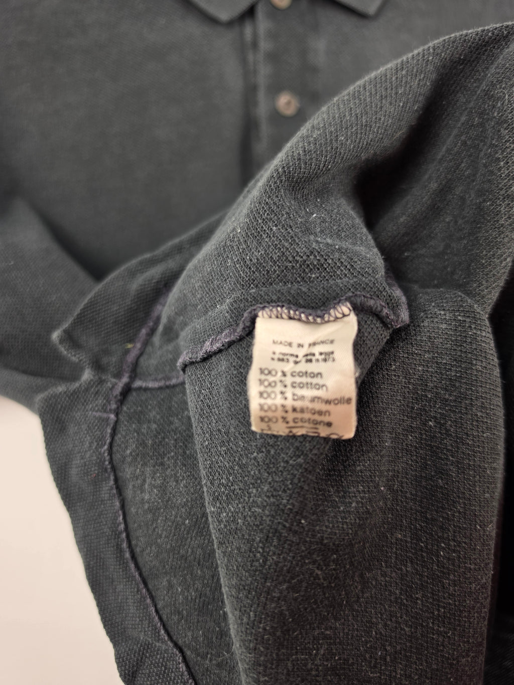 Polo Lacoste Vintage Negro Lavado - Talla 3 (S de hombre) - Grado B (49x69)