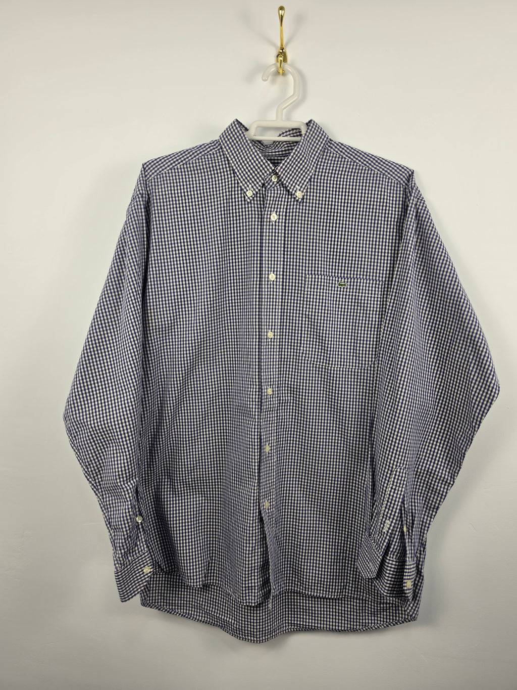 Camisa Lacoste Cuadros Vichy Azul - Talla 40 / Equivale a XL (59x73) - Grado A