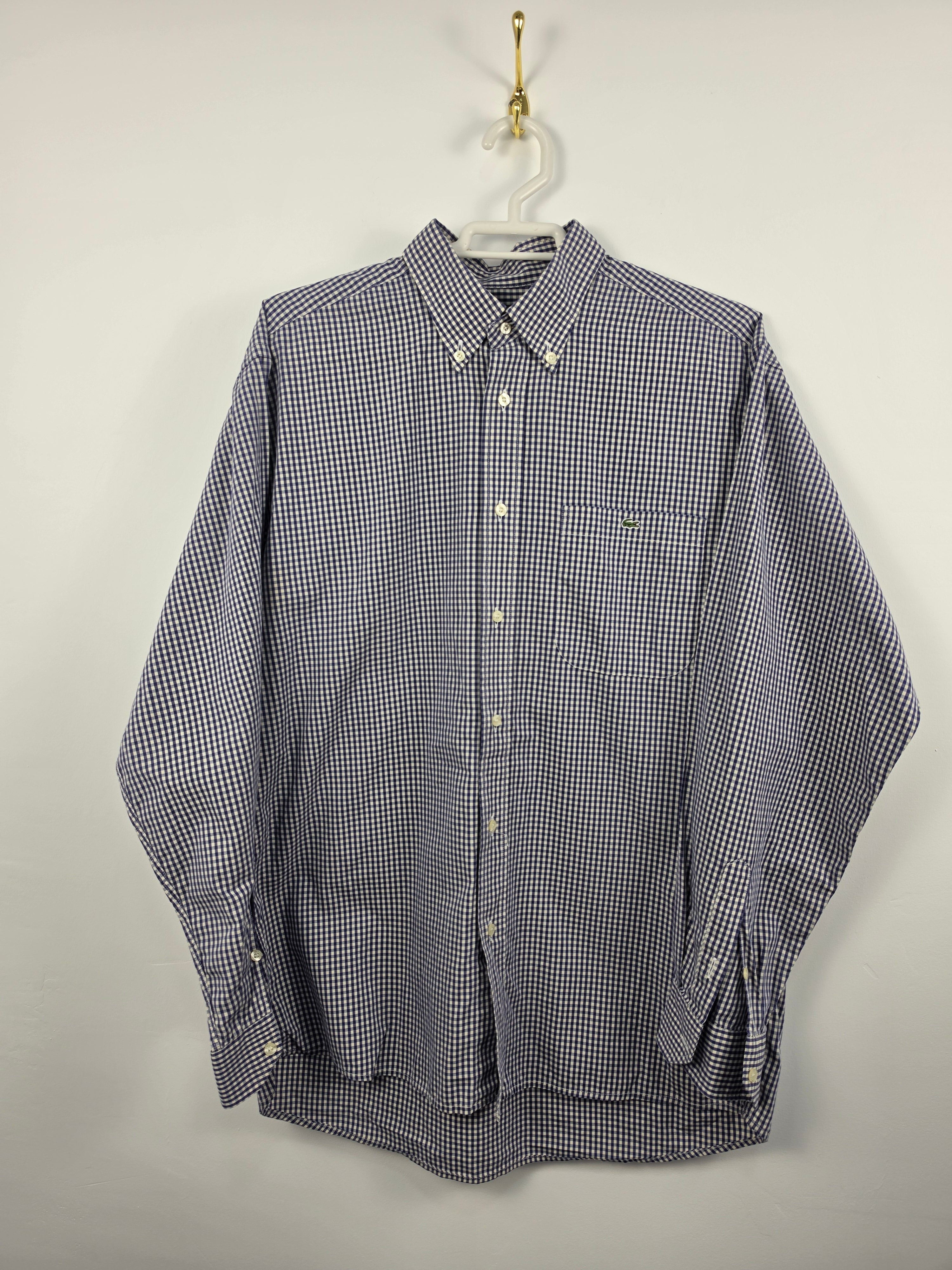Camisa Lacoste Cuadros Vichy Azul - Talla 40 / Equivale a XL (59x73) - Grado A