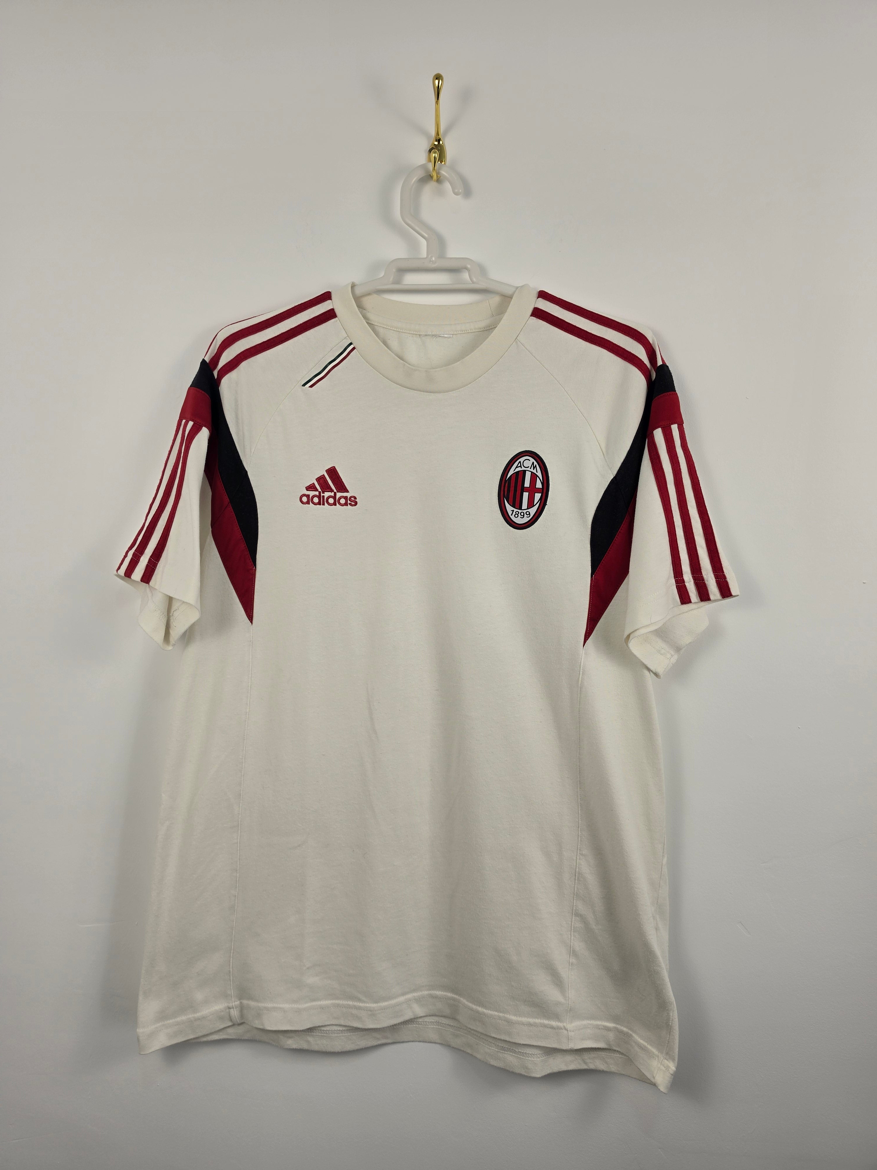 Camiseta AC Milan Adidas Blanca Algodón - Temporada 2013/14 - Talla L real (56x70) - Grado B (Sin etiqueta cuello)