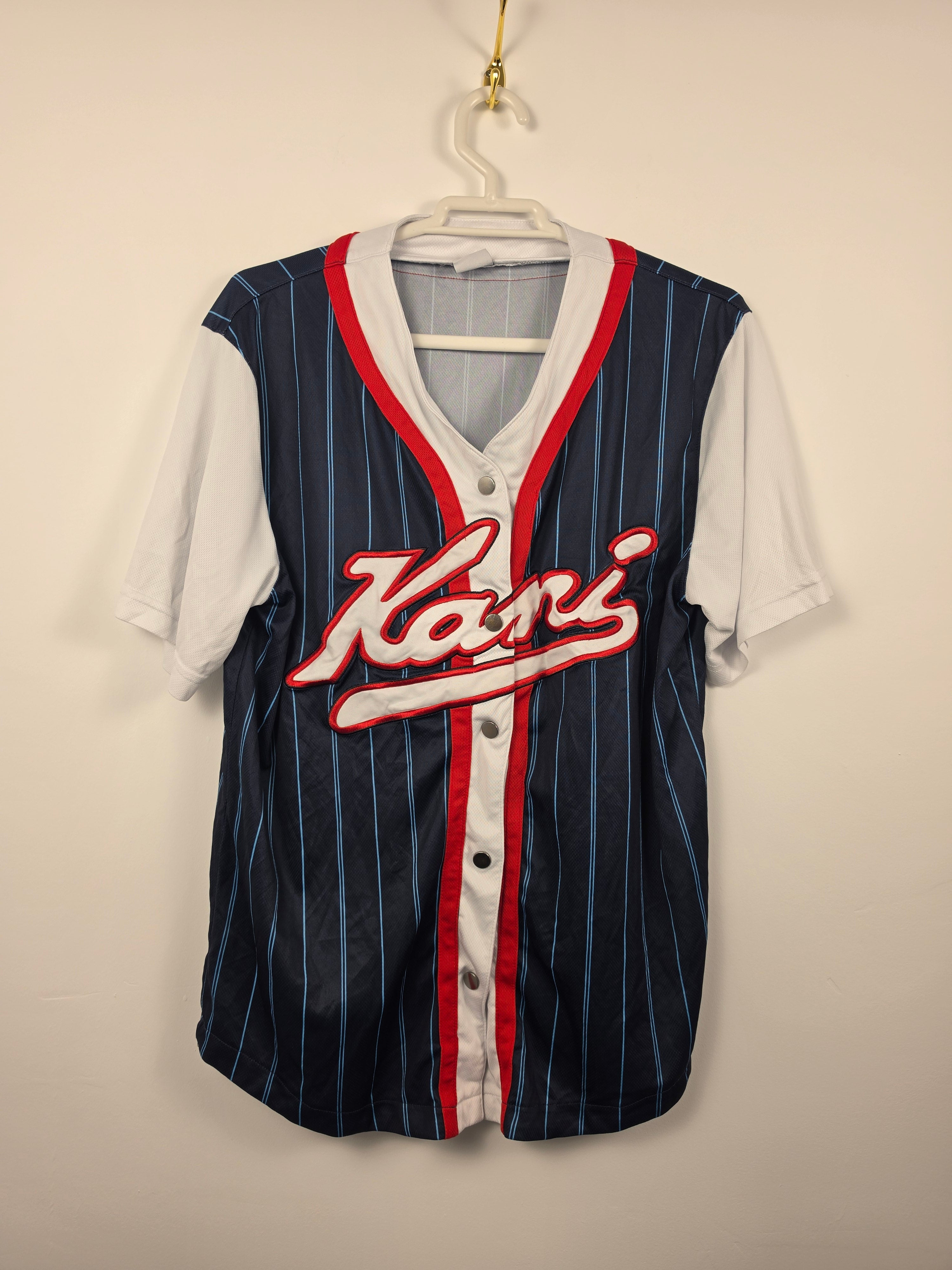 Jersey Béisbol Karl Kani Vintage - Talla M - Azul/Rayas - Grado A