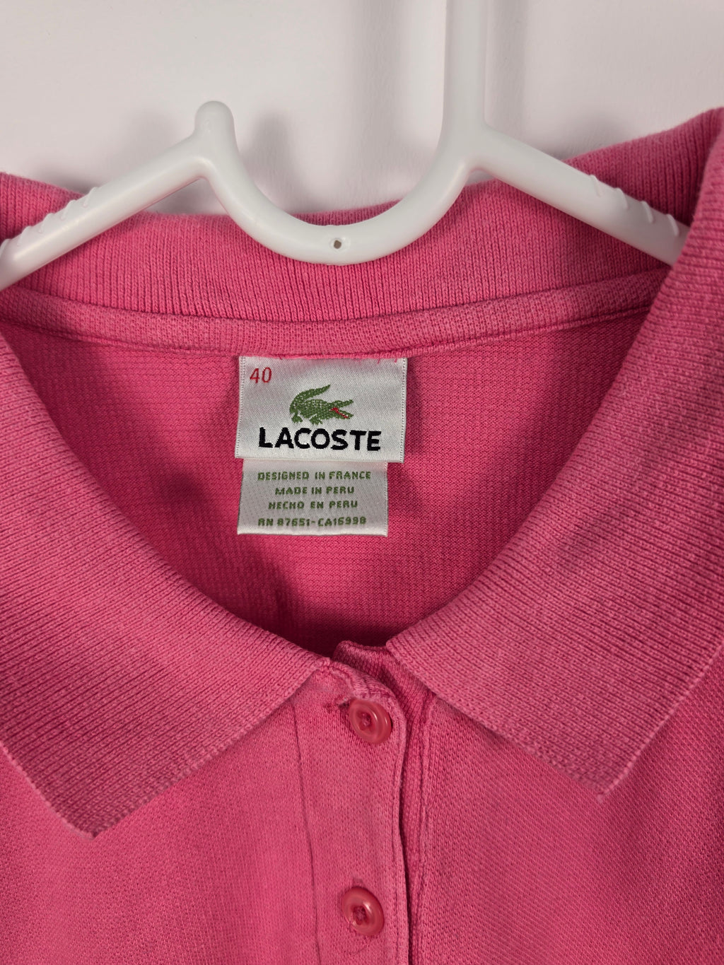 Polo Lacoste Vintage Rosa Mujer - Talla 40 (M) - Grado A (46x51)
