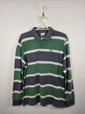 Polo de Manga Larga Lacoste Retro a Rayas Verdes y Gris Oscuro - Talla L (Etiqueta 8) - Grado A (56x75)