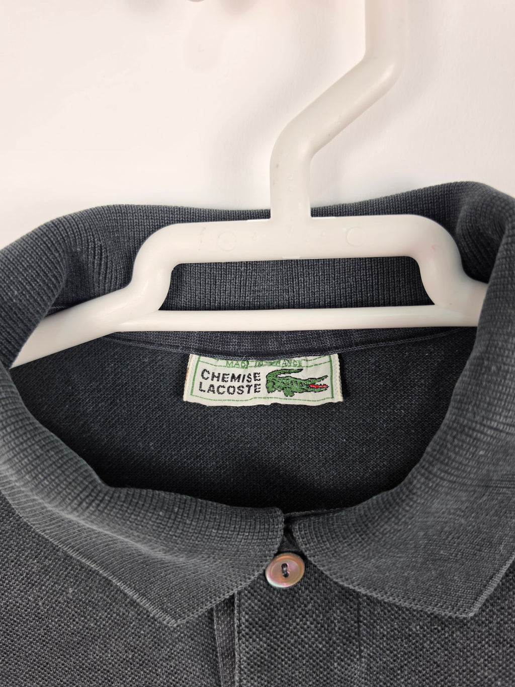 Polo Lacoste Vintage Negro Lavado - Talla 3 (S de hombre) - Grado B (49x69)