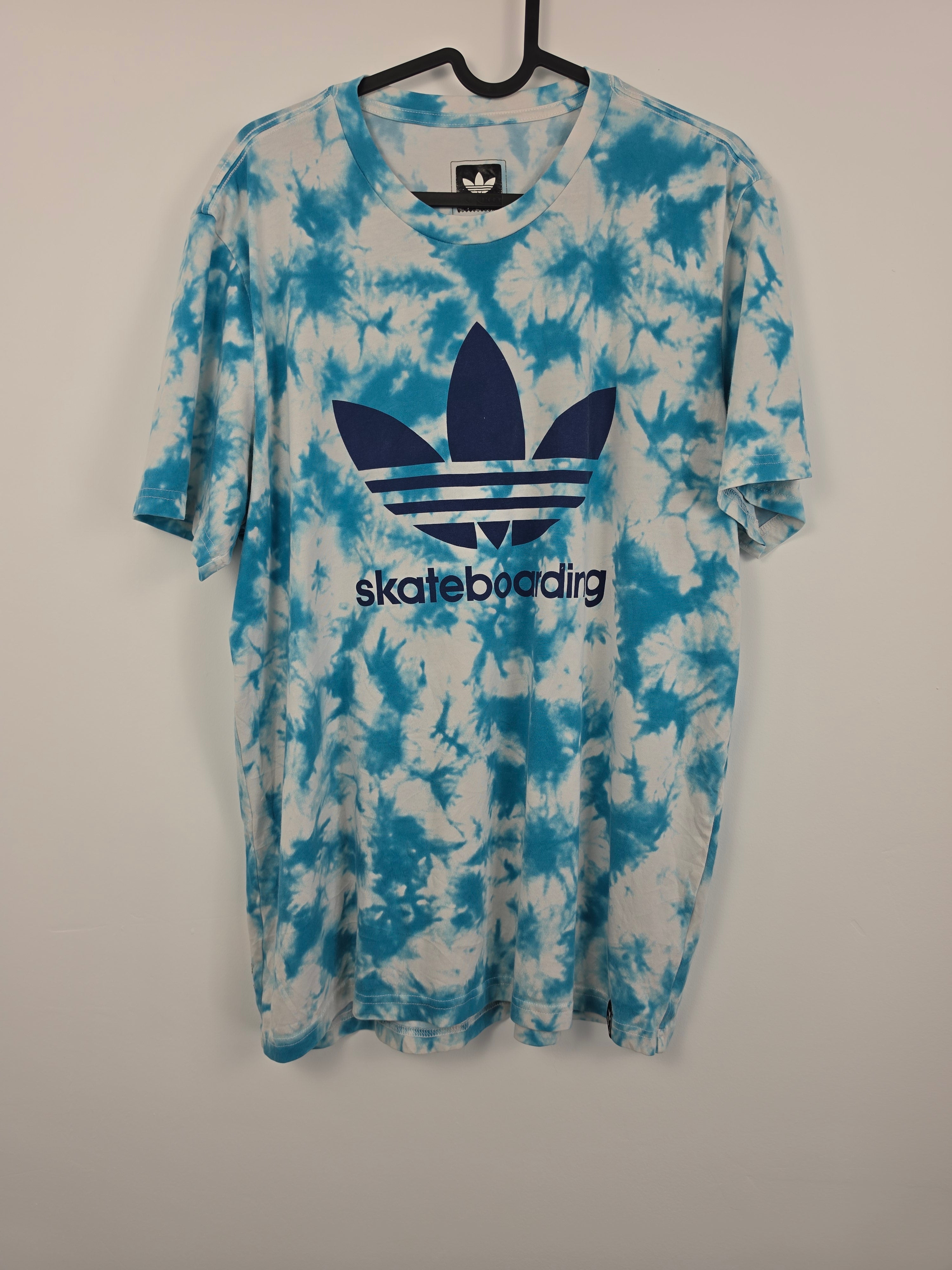 Camiseta Adidas Skateboarding Tie-Dye - Talla L - Azul/Blanco - Grado B (Vintage Wash)