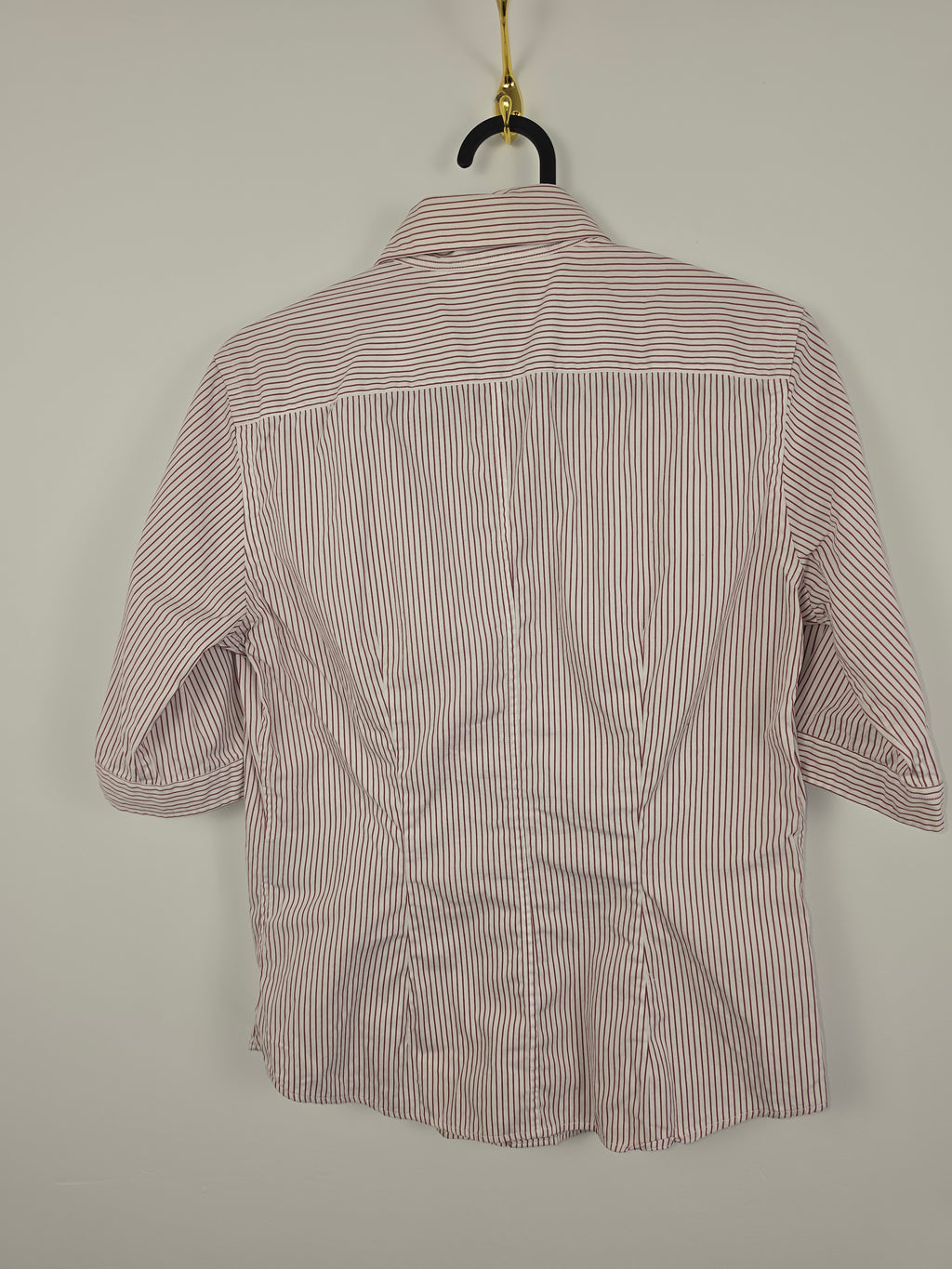 Camisa Ralph Lauren Mujer - Rayas Verticales Rojas y Blancas - Talla 6 (S) - 100% Algodón - Grado A