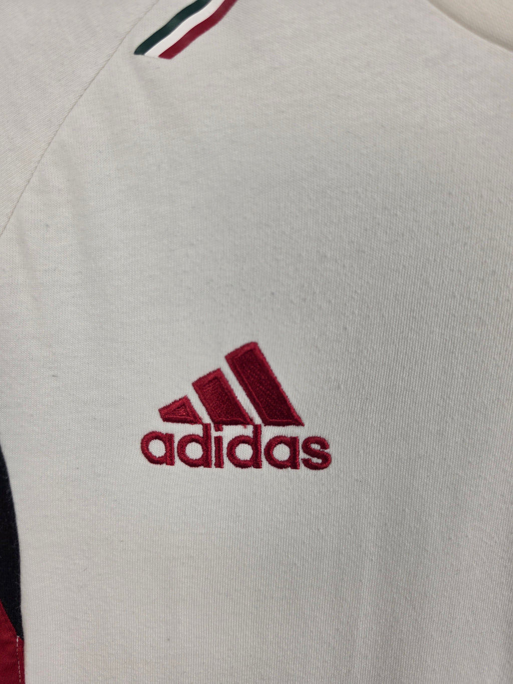 Camiseta AC Milan Adidas Blanca Algodón - Temporada 2013/14 - Talla L real (56x70) - Grado B (Sin etiqueta cuello)