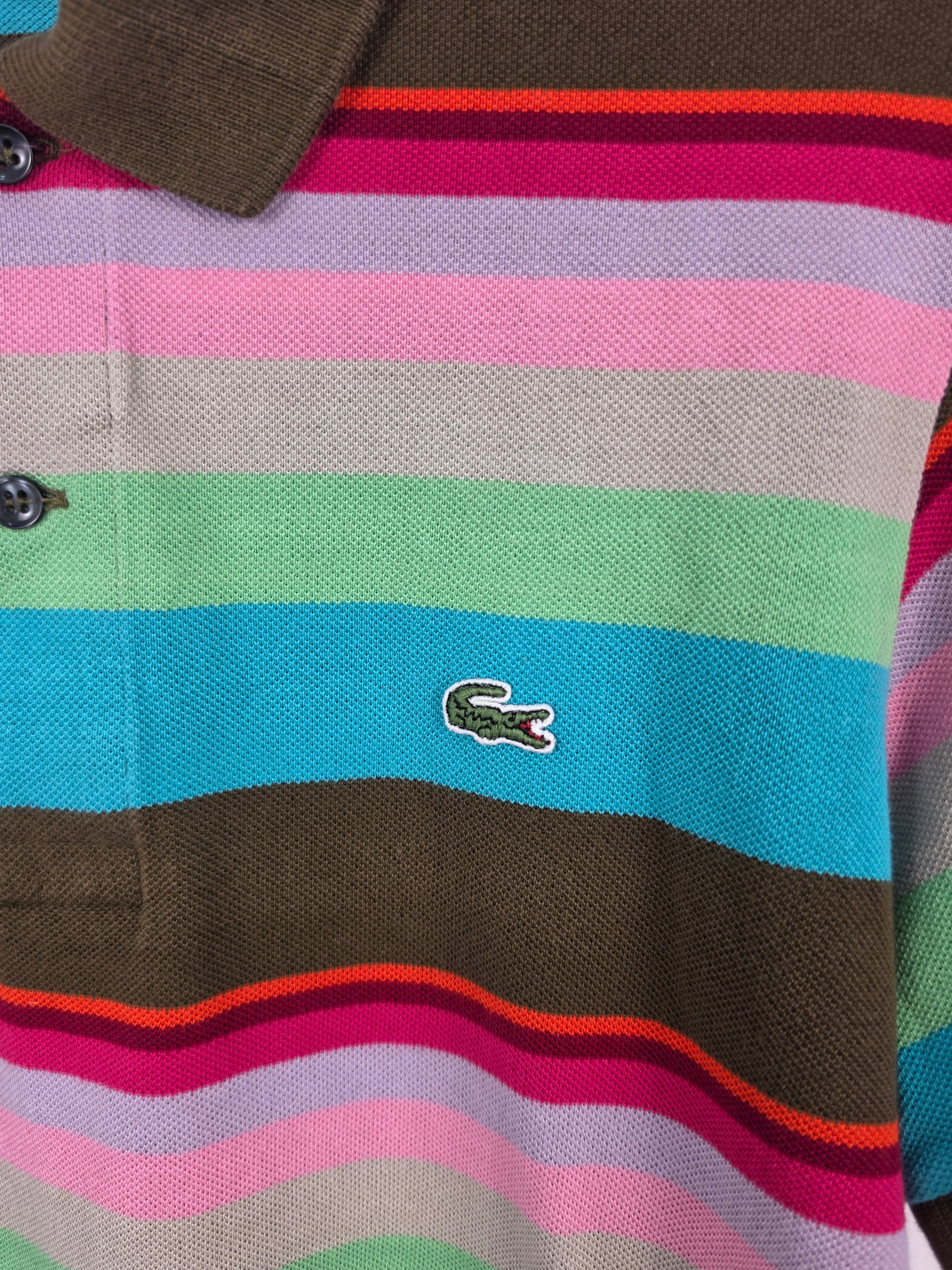 Polo Lacoste Vintage a Rayas Multicolores - Talla 4 (S/M de hombre) - Grado A (48x58)
