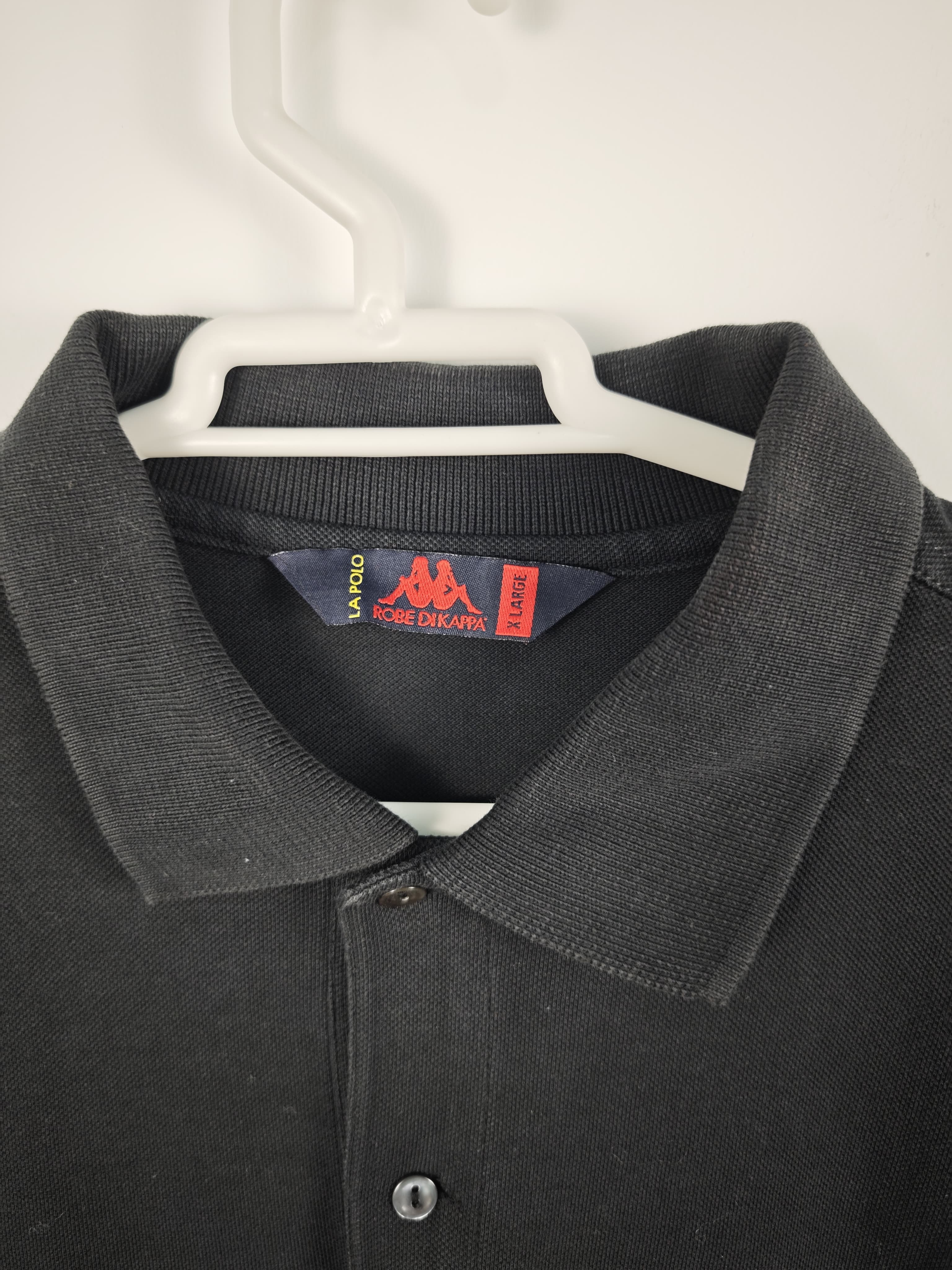 Polo Kappa de Manga Larga Negro en Tejido Piqué con Logotipo Bordado - Talla XL