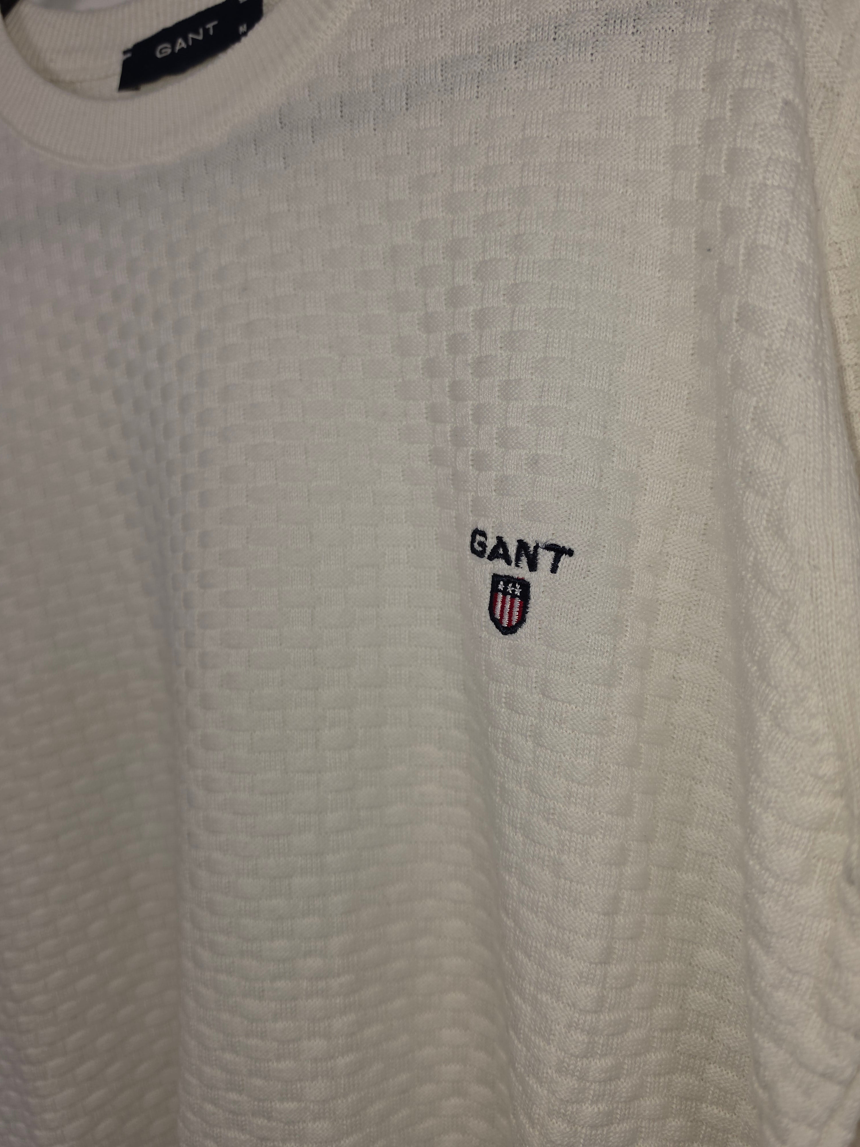 Jersey Gant Classic Crewneck - Talla M - 100% Algodón - Blanco Crudo - Grado A