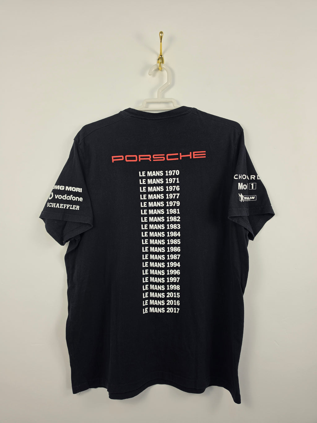 Camiseta Porsche Motorsport "Hattrick Le Mans" Negra - Talla XL real (59x74) - Grado A