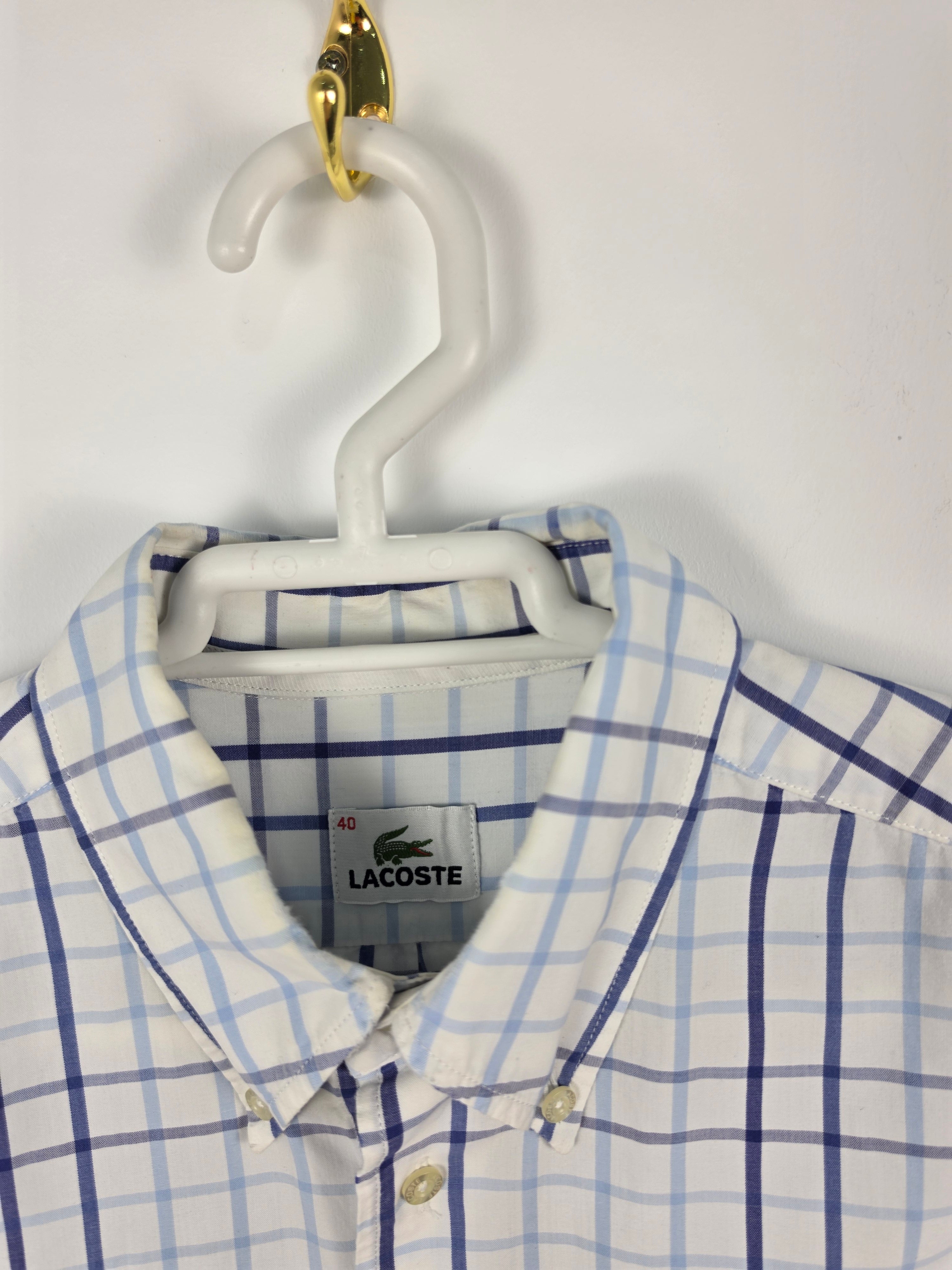 Camisa Lacoste de Cuadros Azul y Blanca - Talla M (40) - Grado B (55x71)