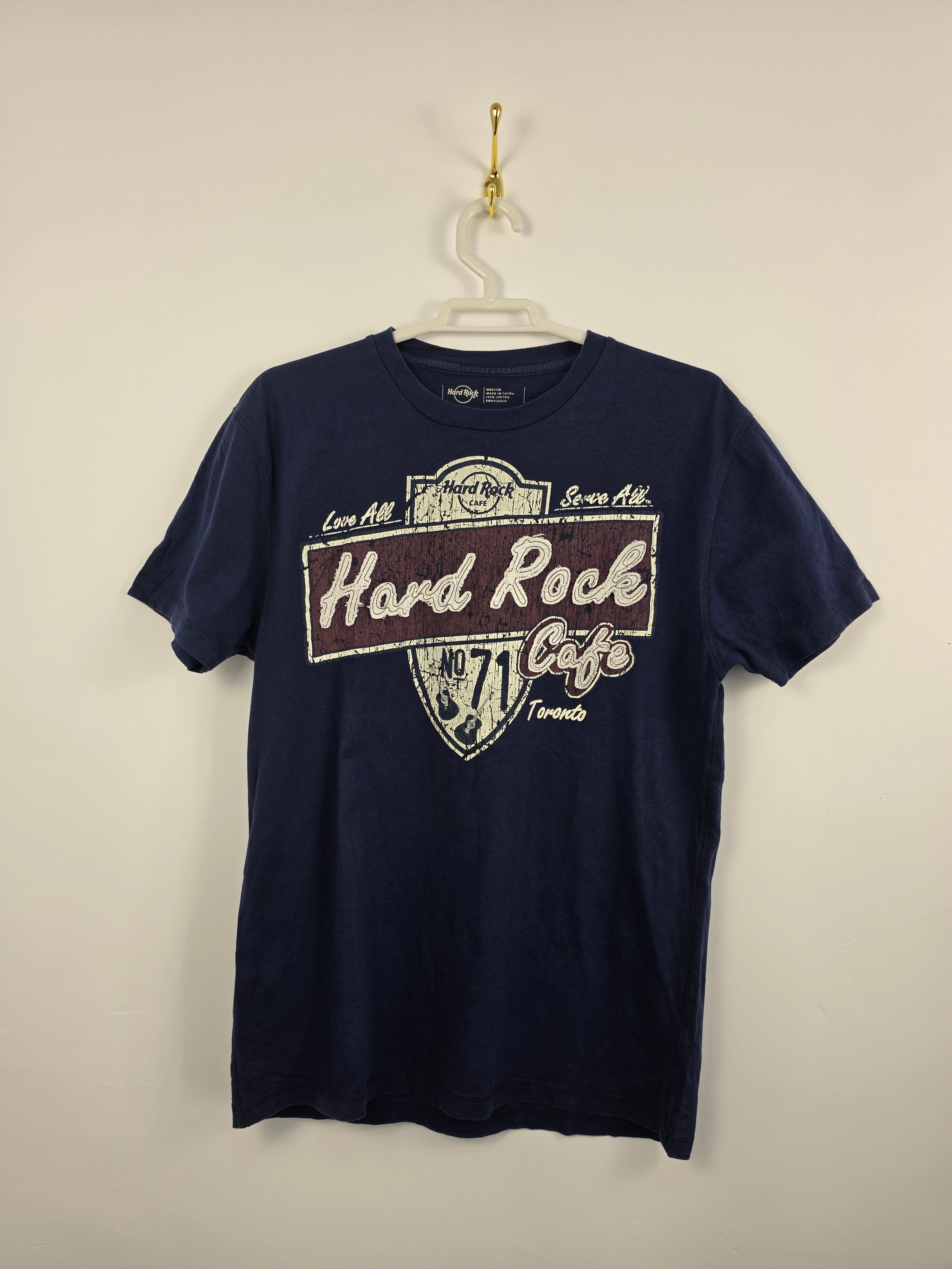 Camiseta Hard Rock Cafe Toronto Azul Marino - Talla M Boxy-Fit (50x59) - Grado B